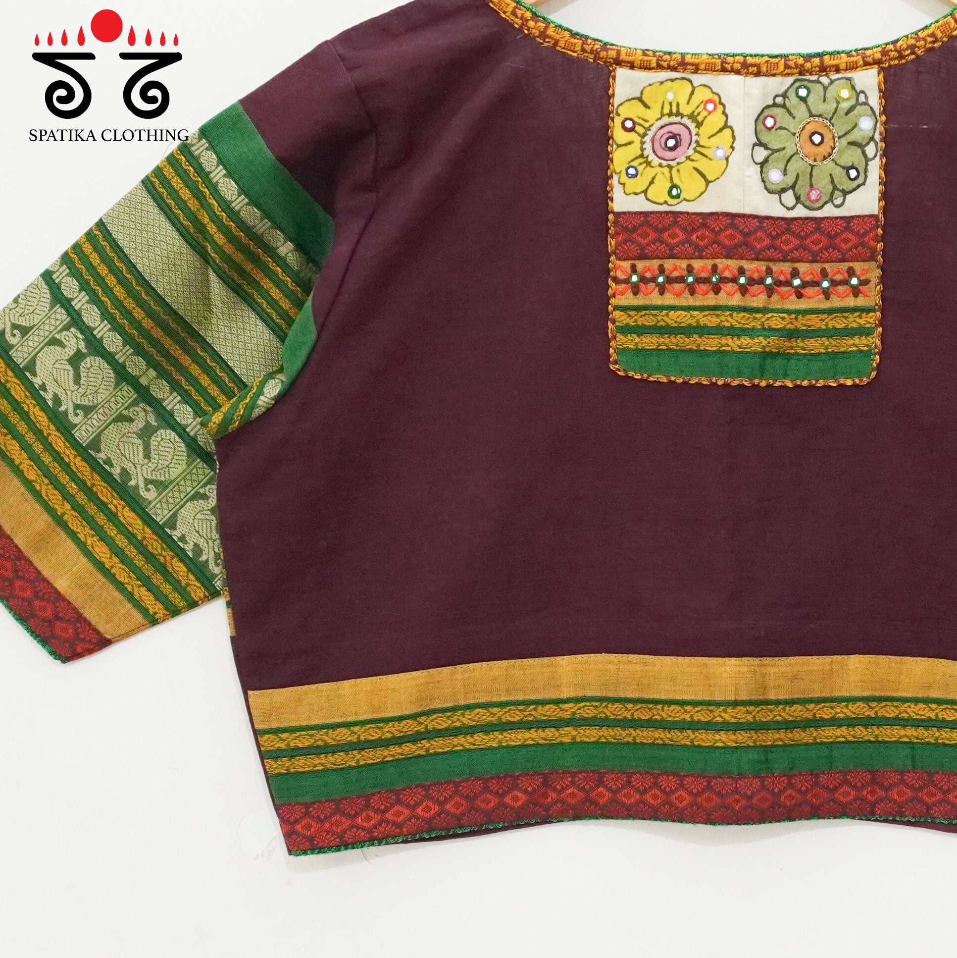Maroon Chettinad Cotton - Pen Kalamkari Blouse