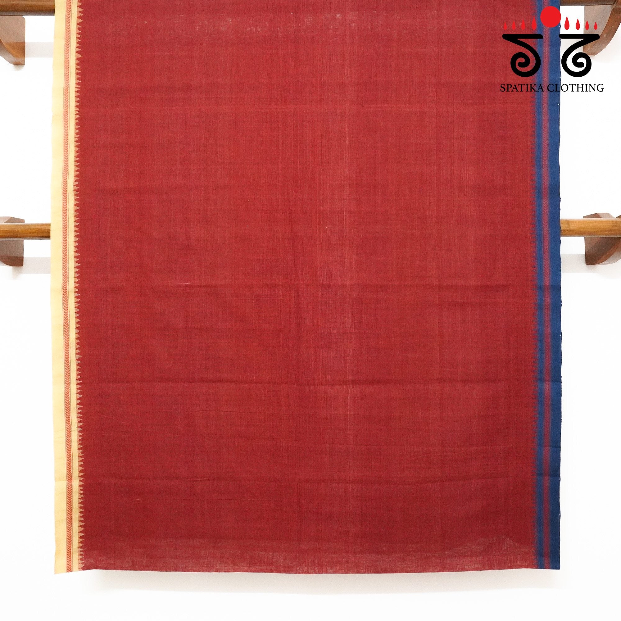 Red Ponduru Handspun Cotton Saree - With Special Blouse