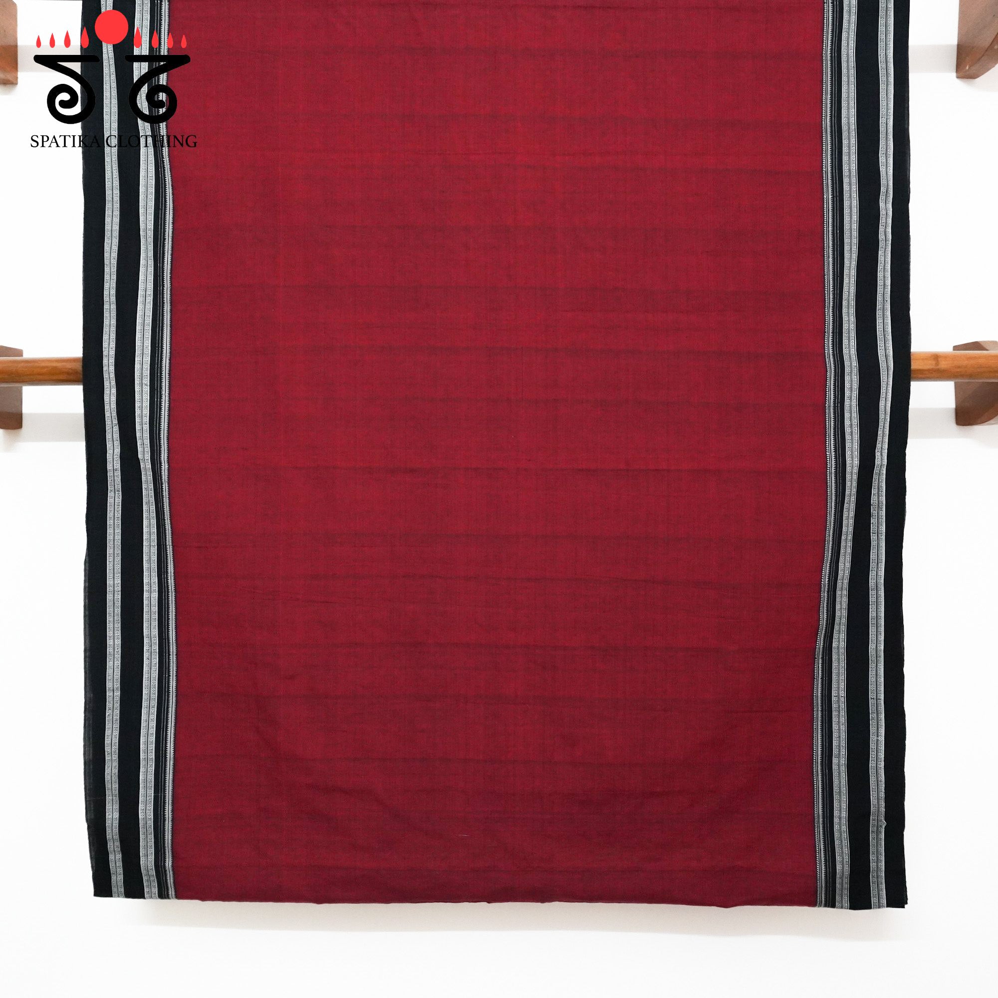 Red Ilkal Handwoven Cotton Saree - Bandhini Blouse