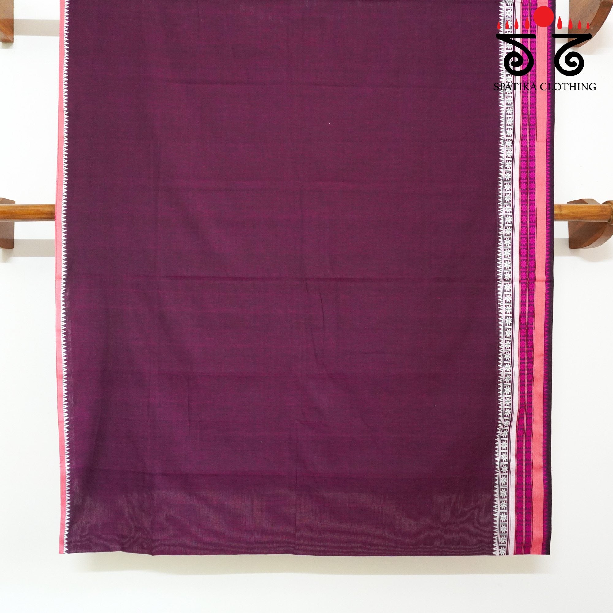 Maroon Begampur Handwoven Cotton Saree New!