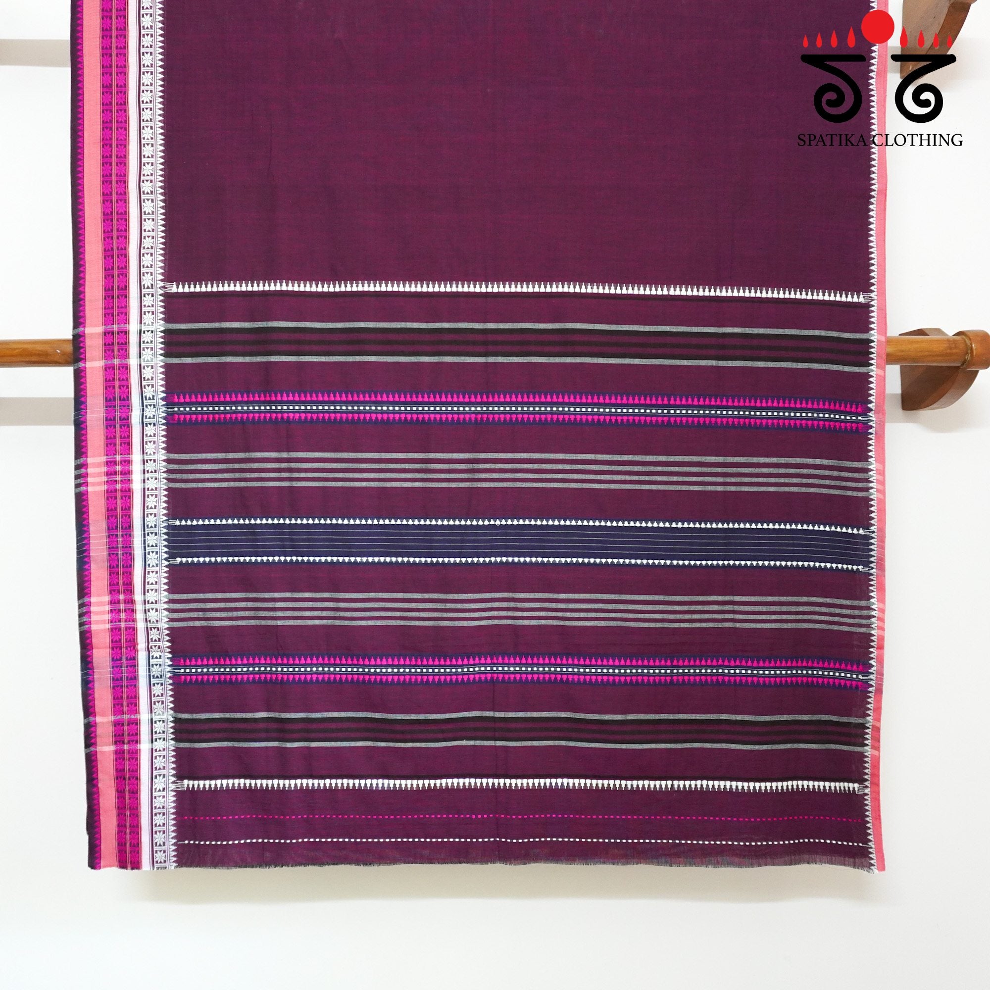 Maroon Begampur Handwoven Cotton Saree New!