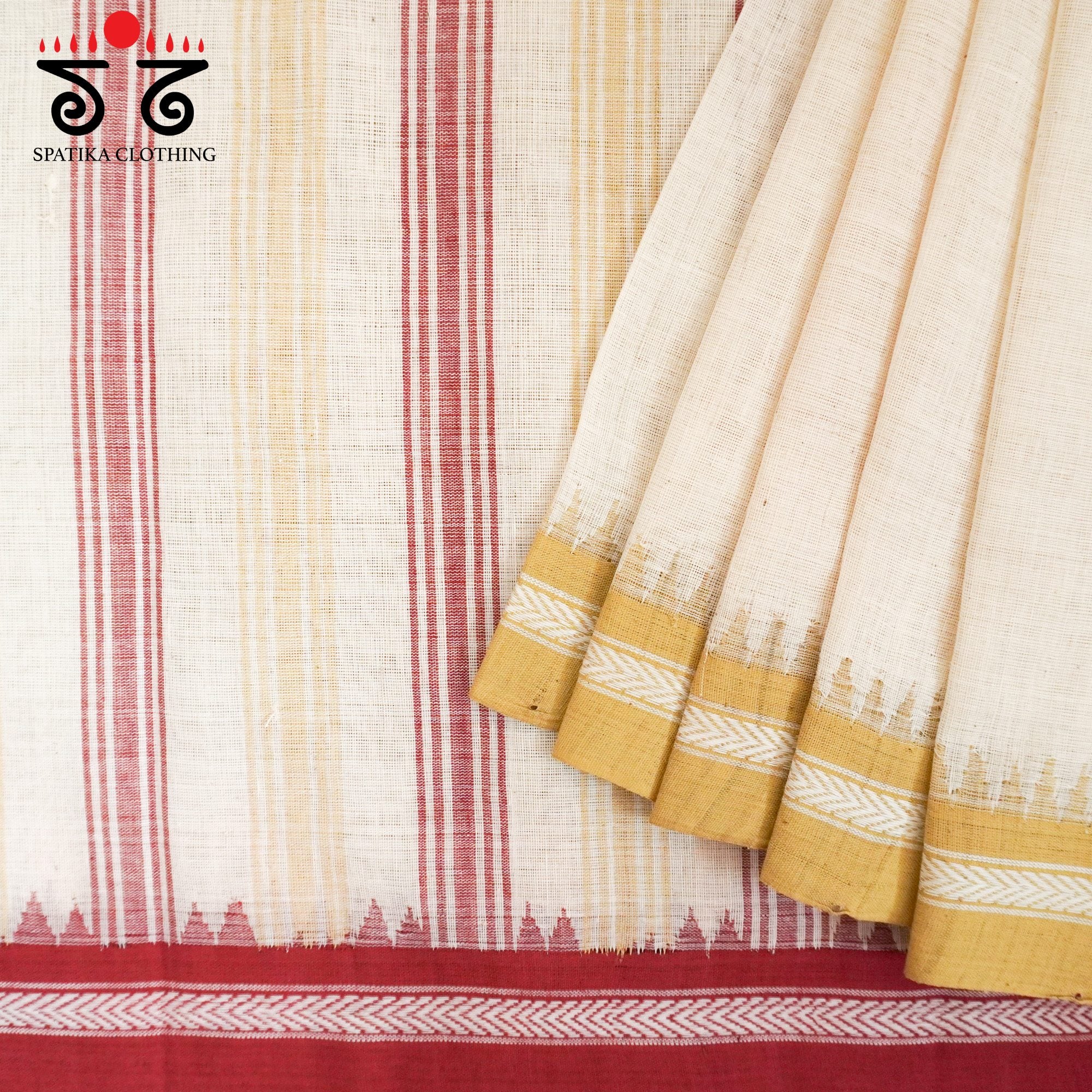 Off-White Ponduru Handspun Cotton Saree With Special Blouse