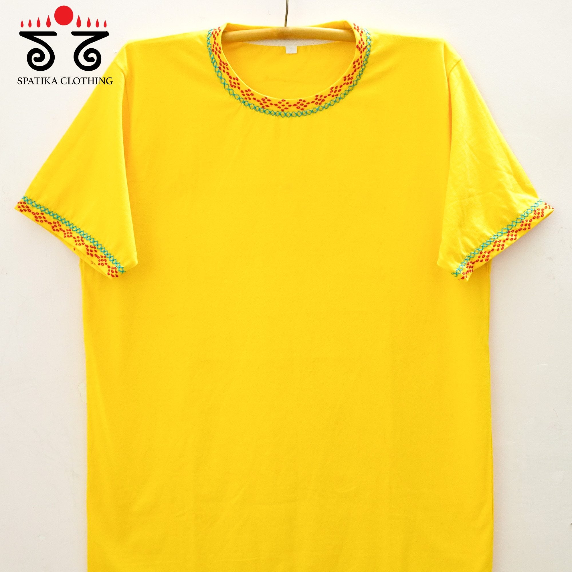 Lambani Hand Embroidered Yellow Unisex T-shirt