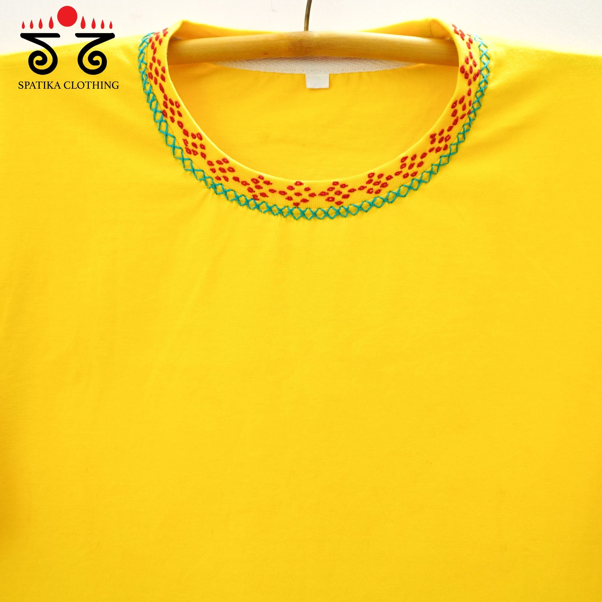 Lambani Hand Embroidered Yellow Unisex T-shirt