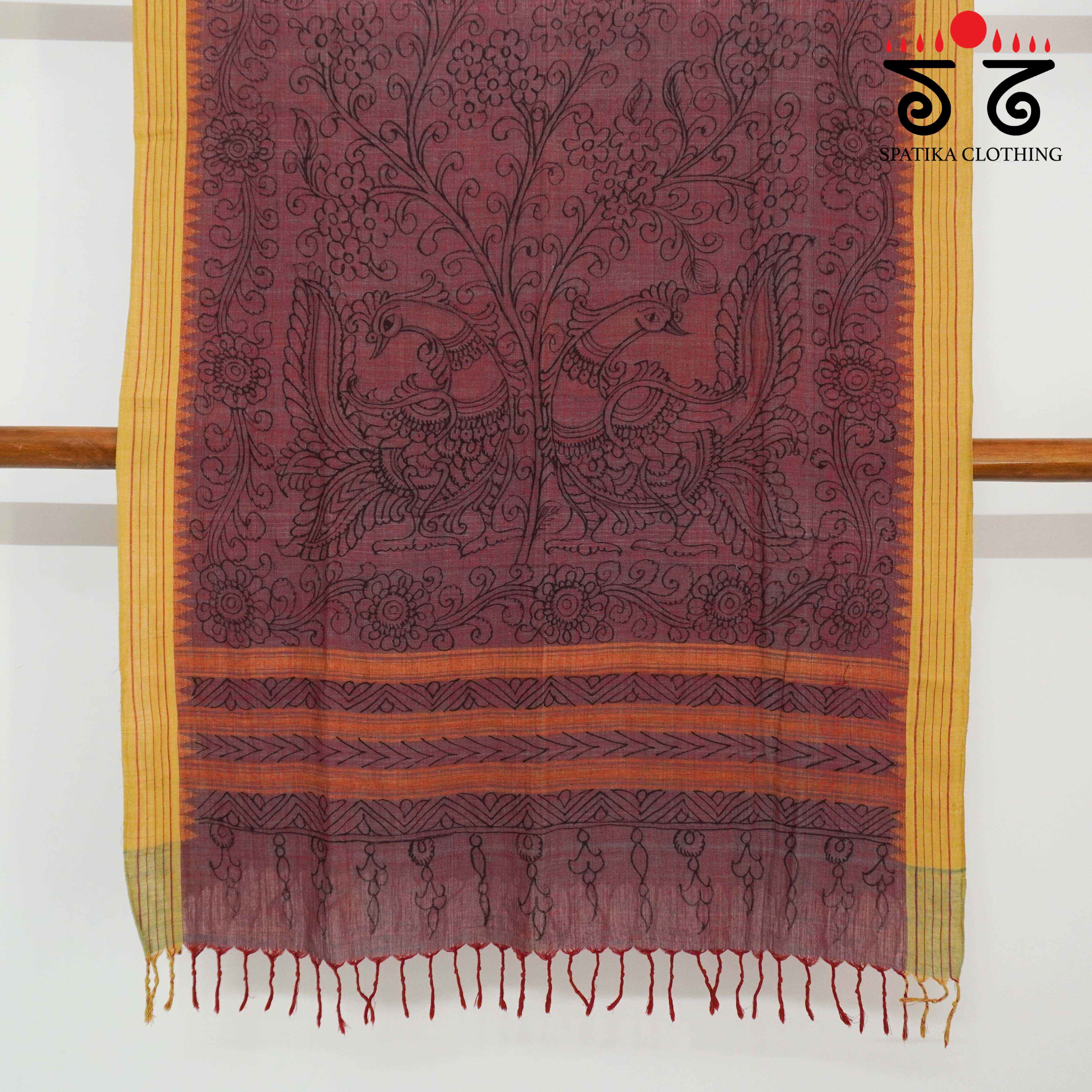 Wine Pen Kalamkari Ponduru Dupatta