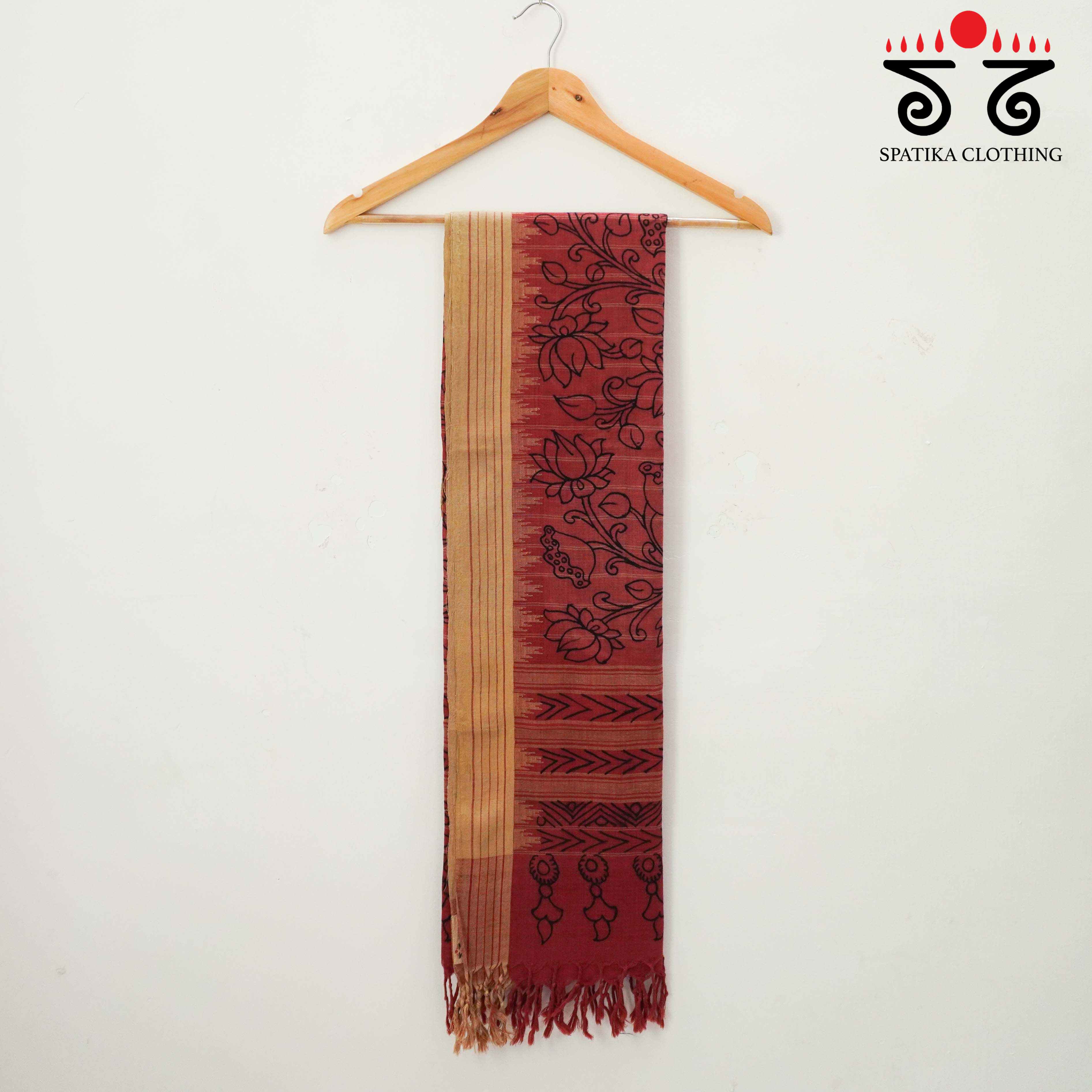 Red Pen Kalamkari Ponduru Dupatta