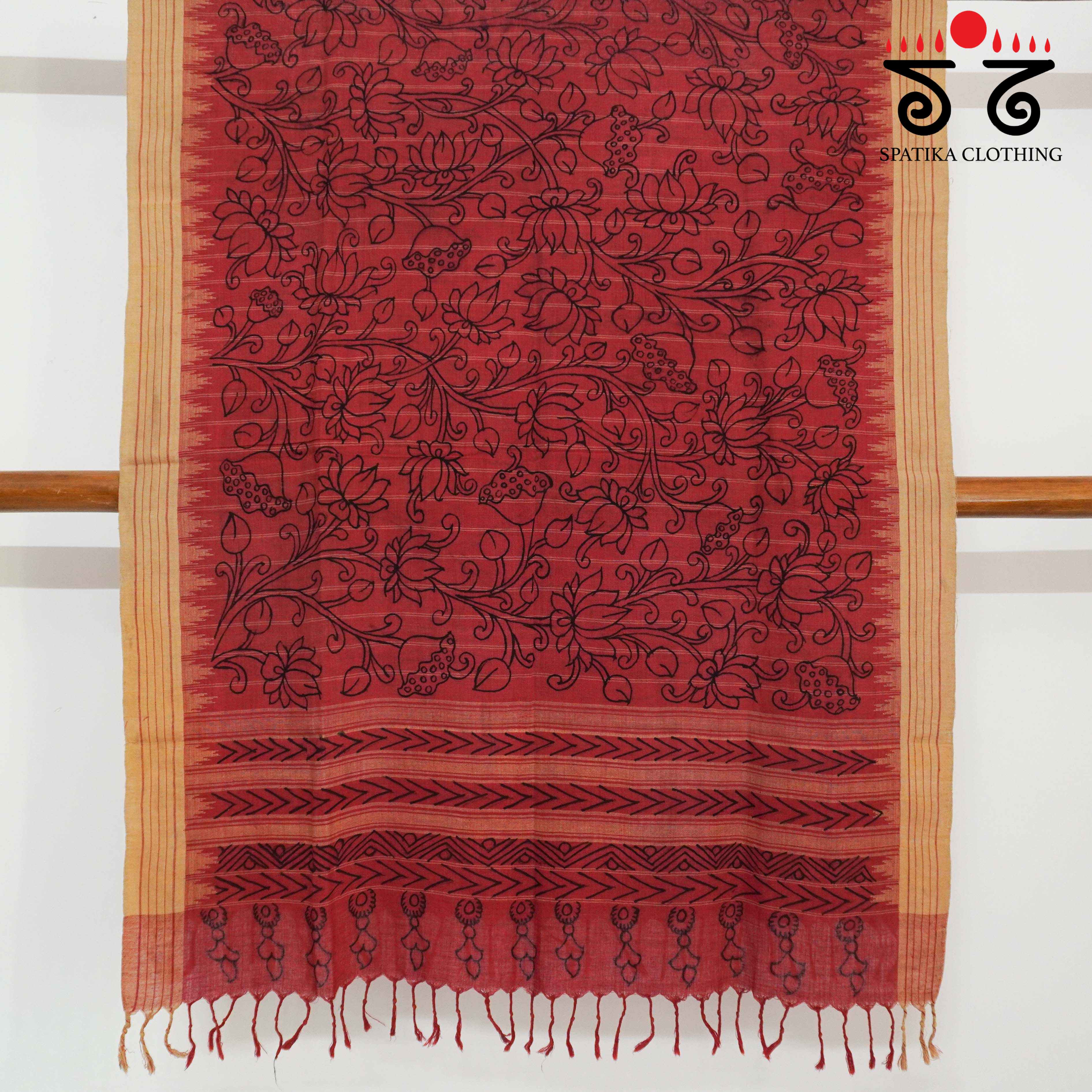 Red Pen Kalamkari Ponduru Dupatta