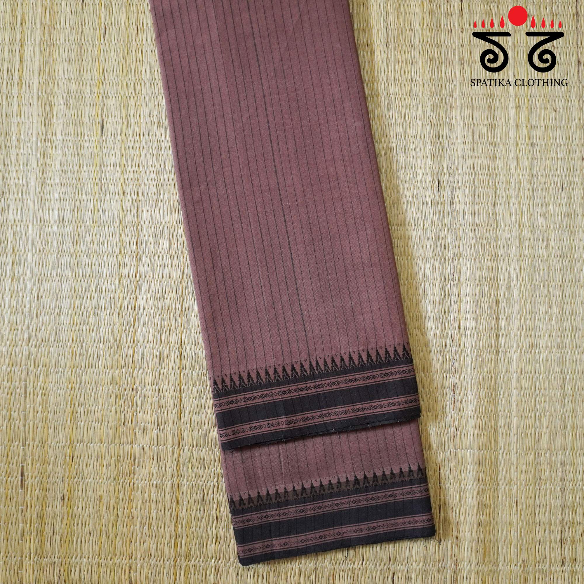 Brown Begampur Handwoven Cotton Saree