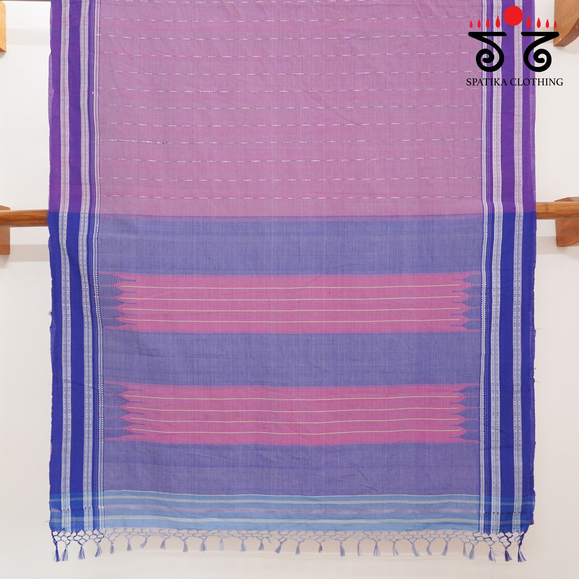 Lavender Ilkal Handwoven Cotton Saree - Bandhini Blouse