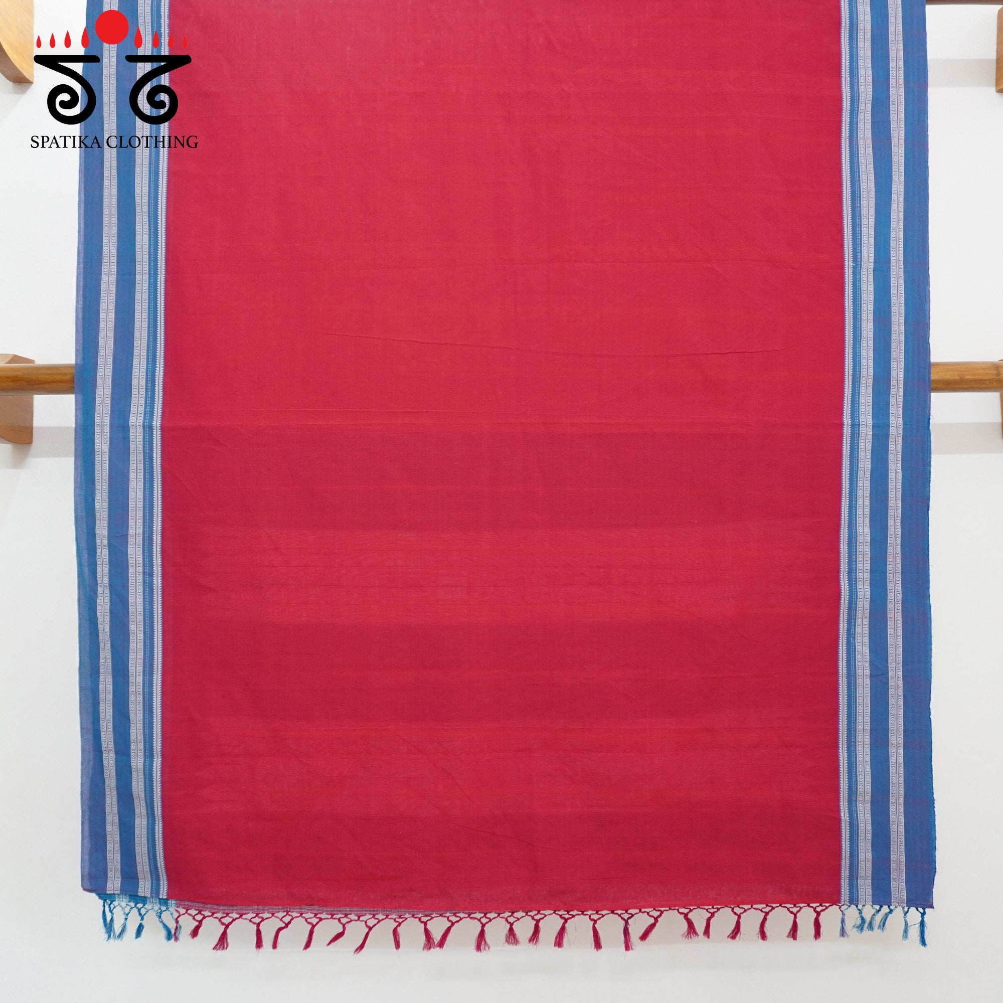 Red Ilkal Handwoven Cotton Saree - Modal Blouse