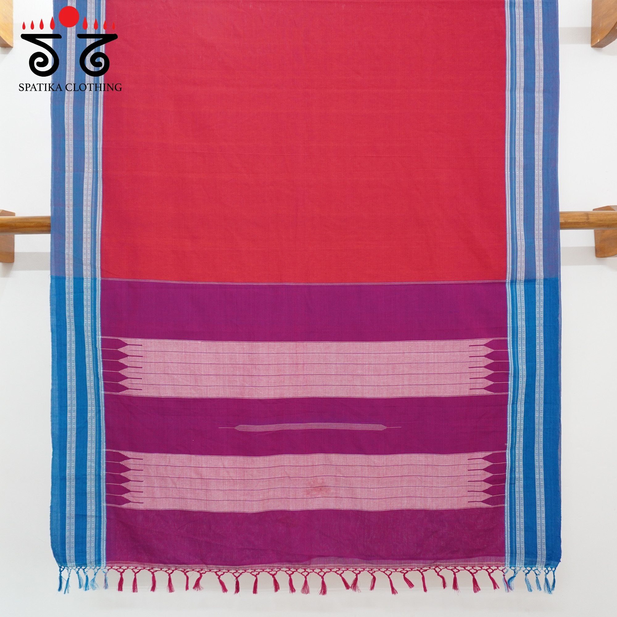 Red Ilkal Handwoven Cotton Saree - Modal Blouse