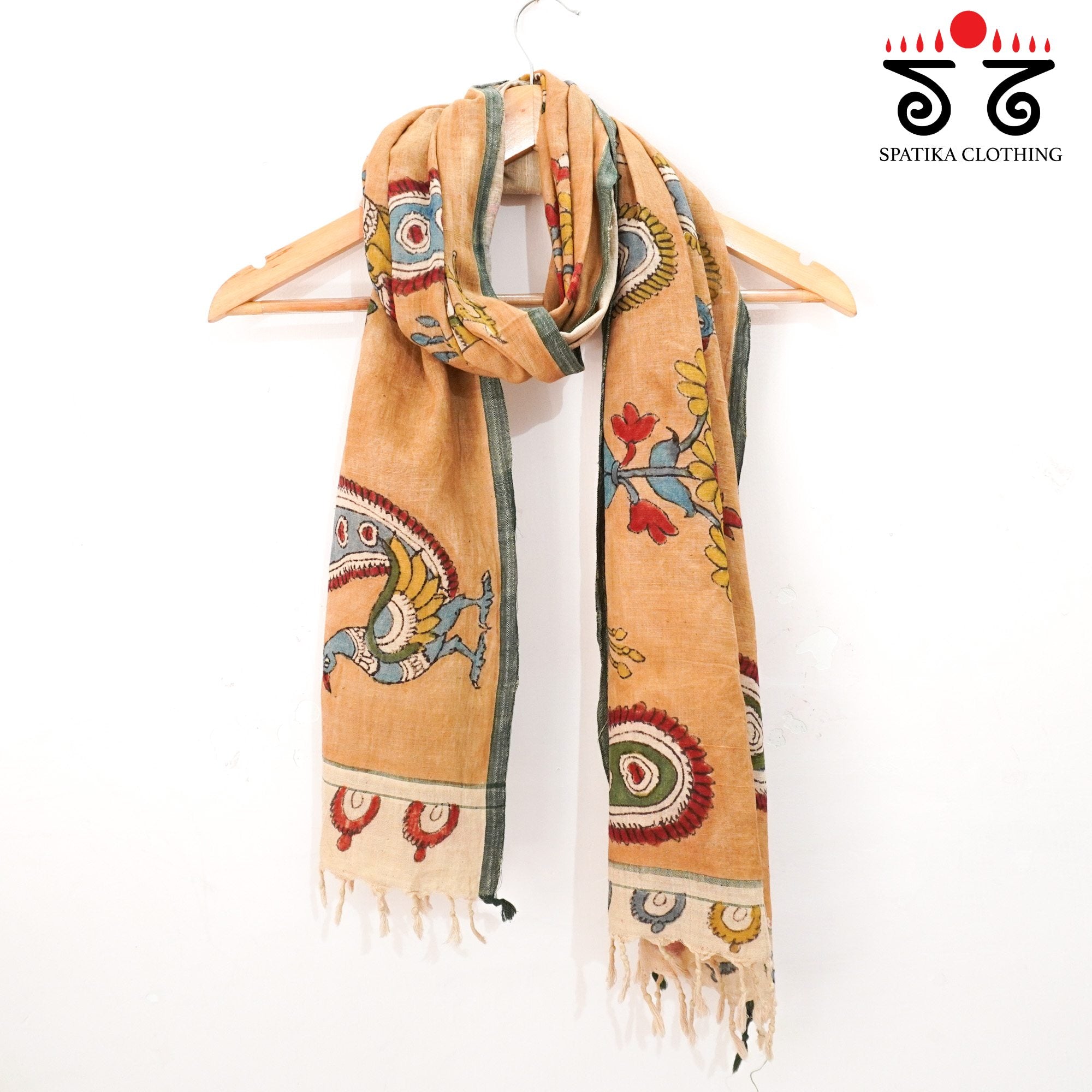 Peach Kalamkari Ponduru stole