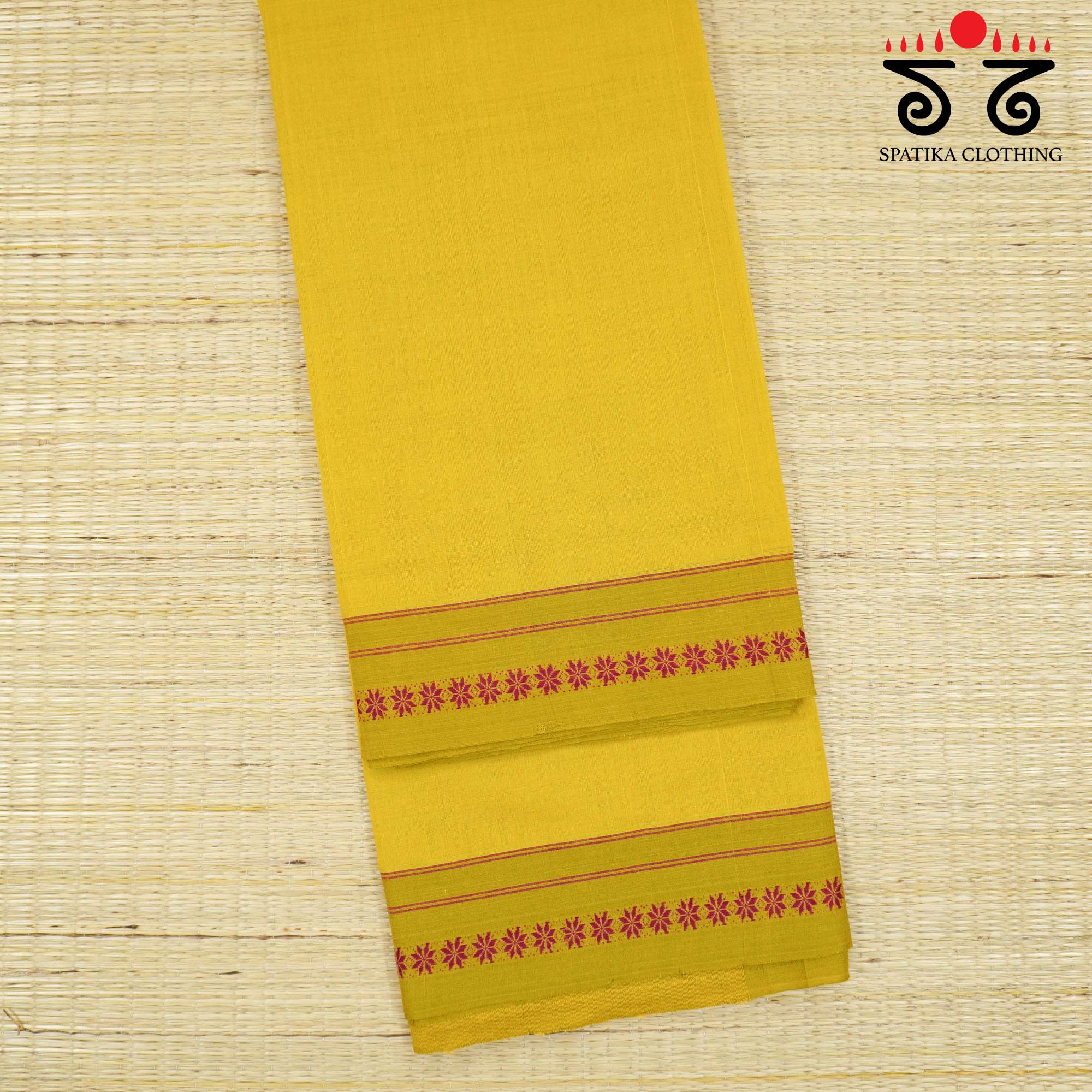 Yellow Andhra Handwoven Cotton Saree