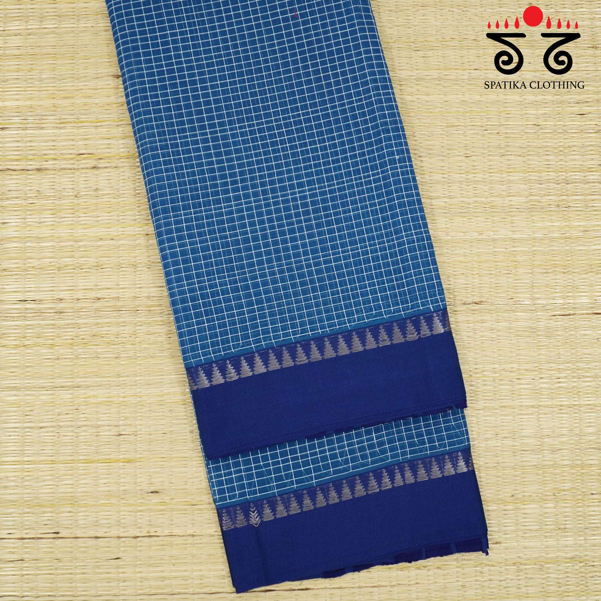 Blue Andhra Handwoven Cotton Saree