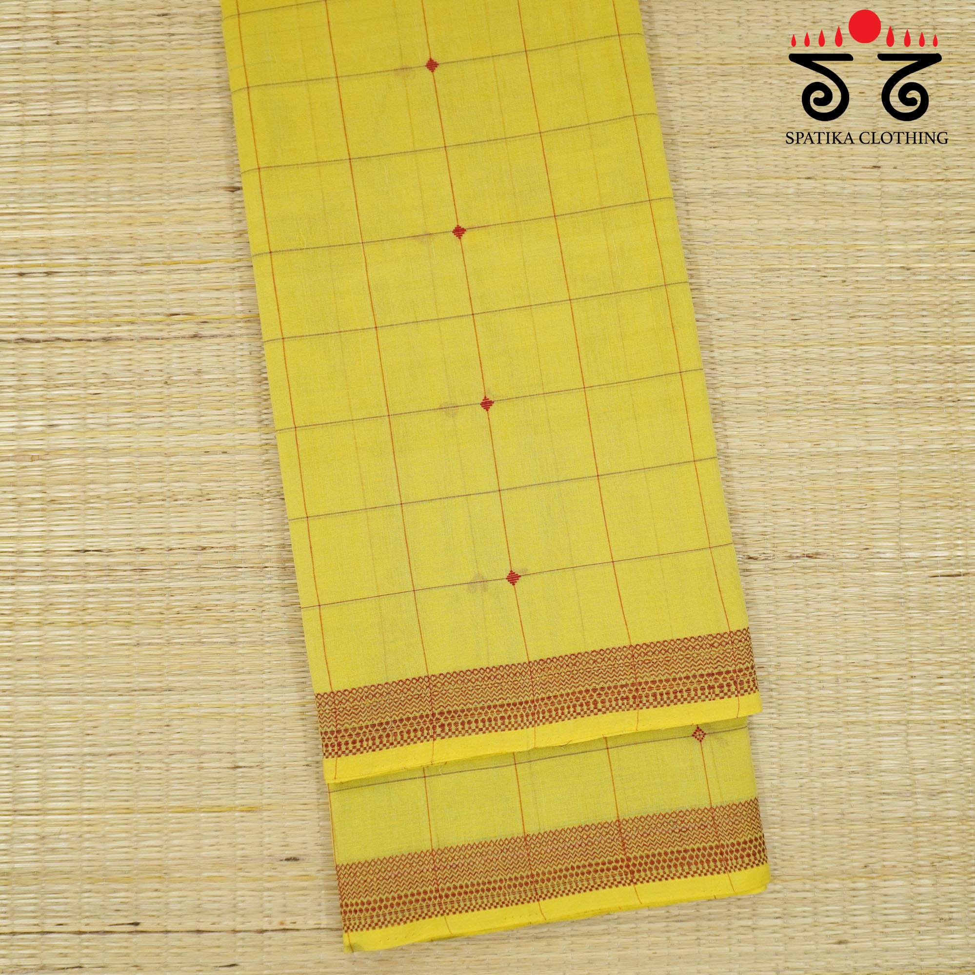 Light Yellow Andhra Handwoven Cotton Saree