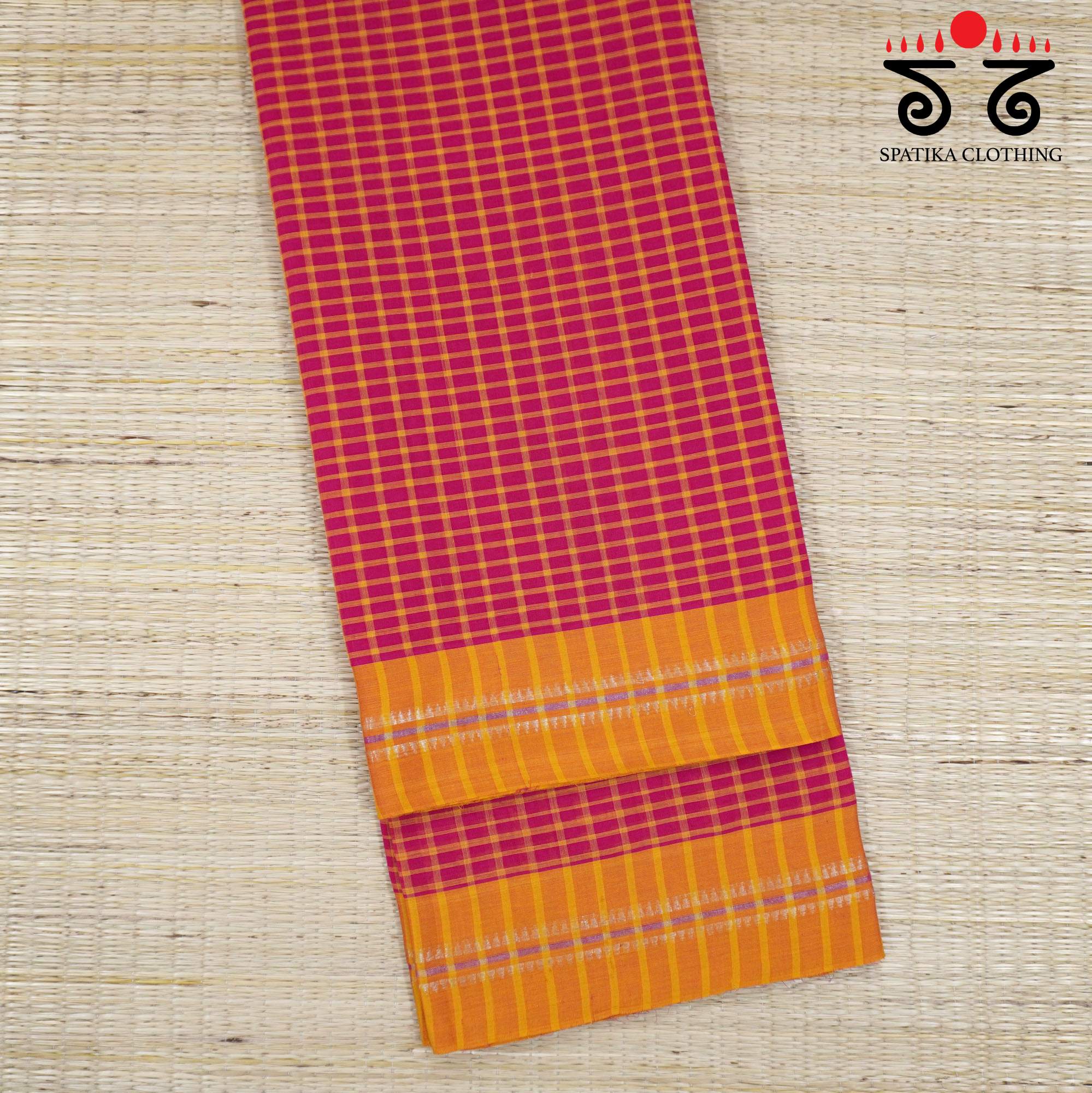 Red Andhra Handwoven Cotton Saree