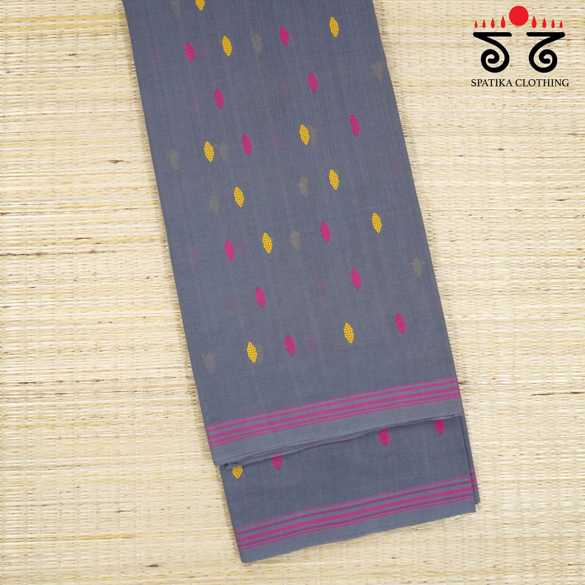 Grey Andhra Handwoven Cotton Saree