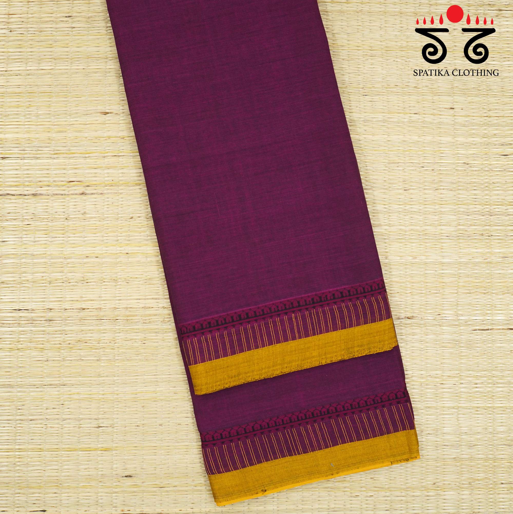 Wine Andhra Handwoven Cotton Saree