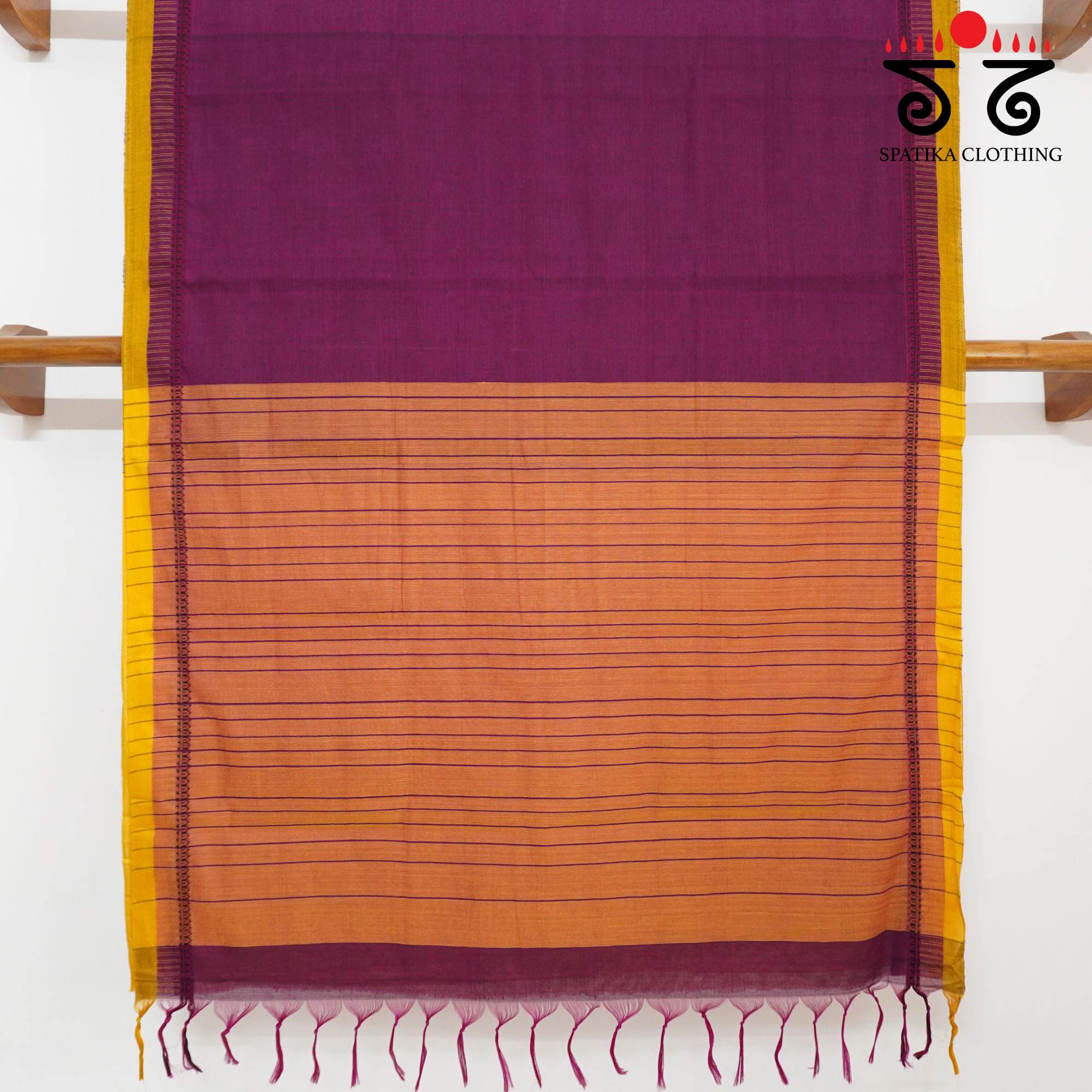 Wine Andhra Handwoven Cotton Saree