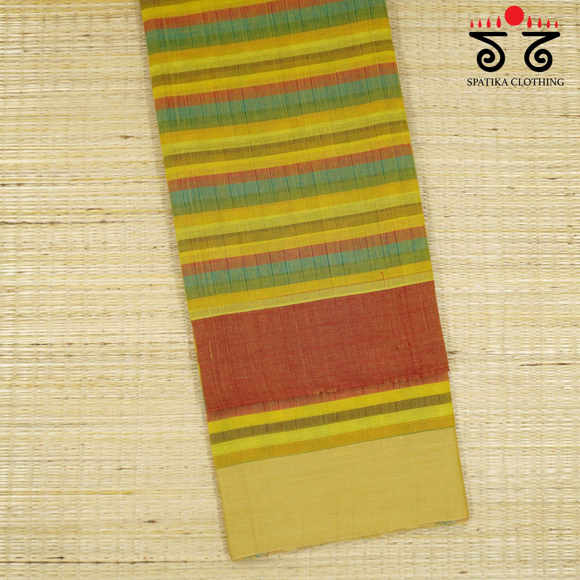 Green Multi Andhra Handwoven Cotton Saree