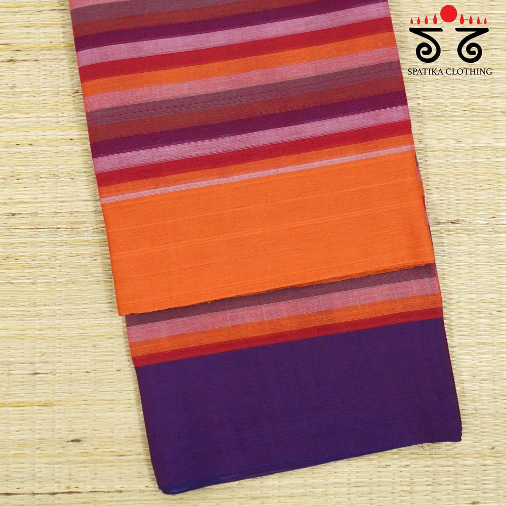 Red Multi Andhra Handwoven Cotton Saree with Black Kashi - The Festive Lambani Blouse