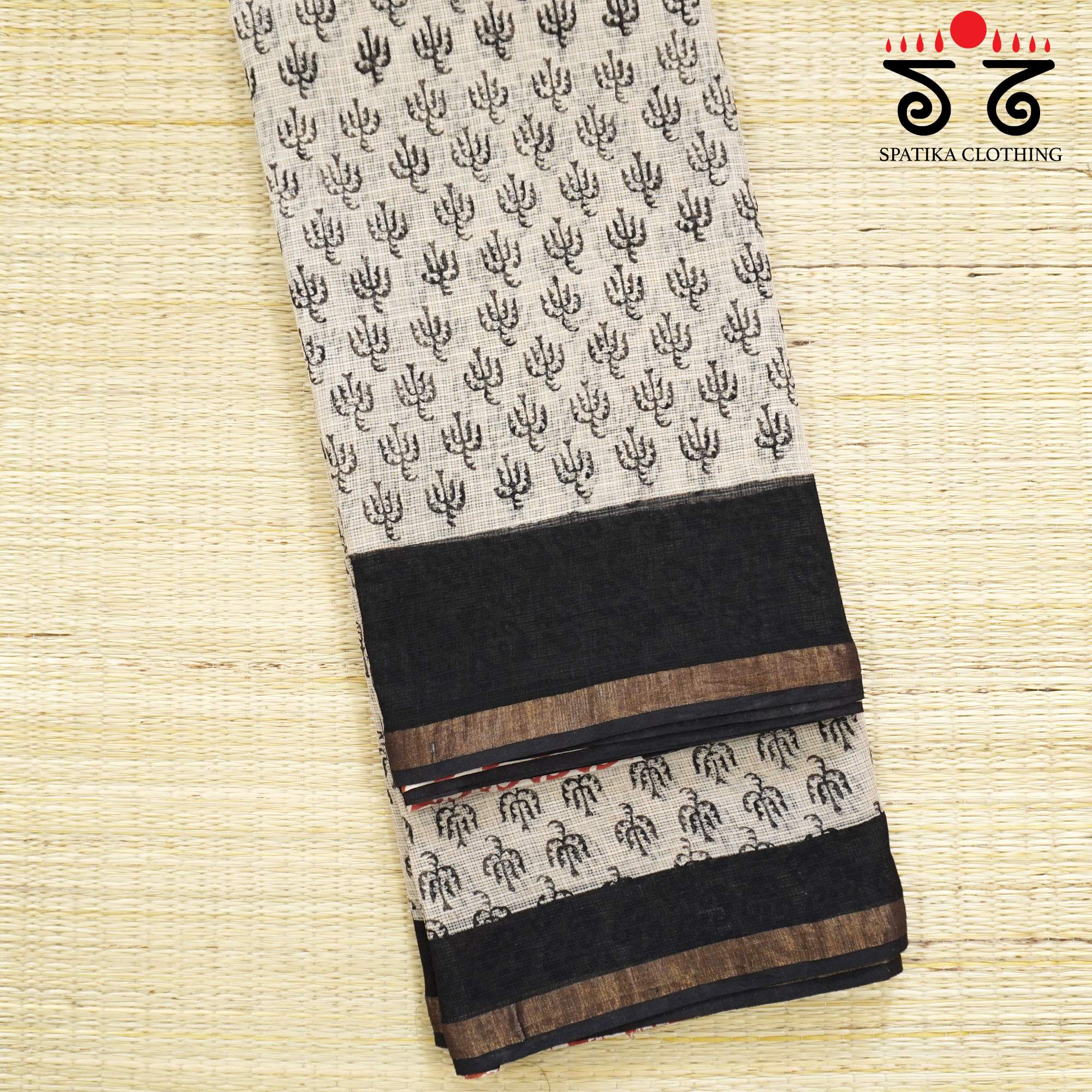 Beige Kota Hand Block Printed Saree