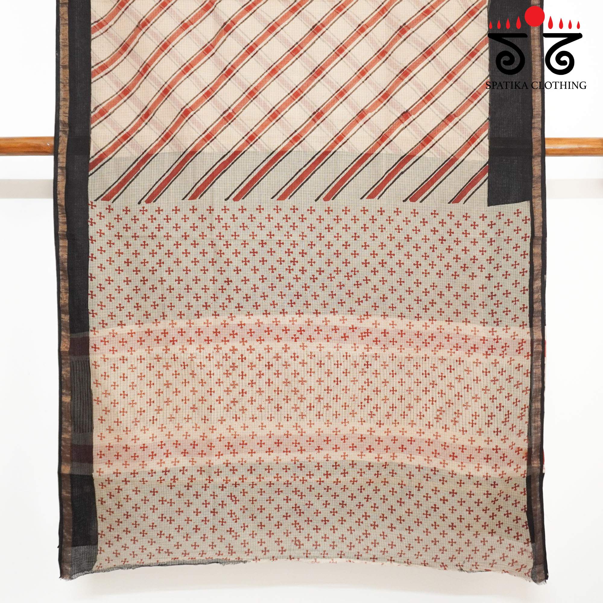 Beige Kota Hand Block Printed Saree