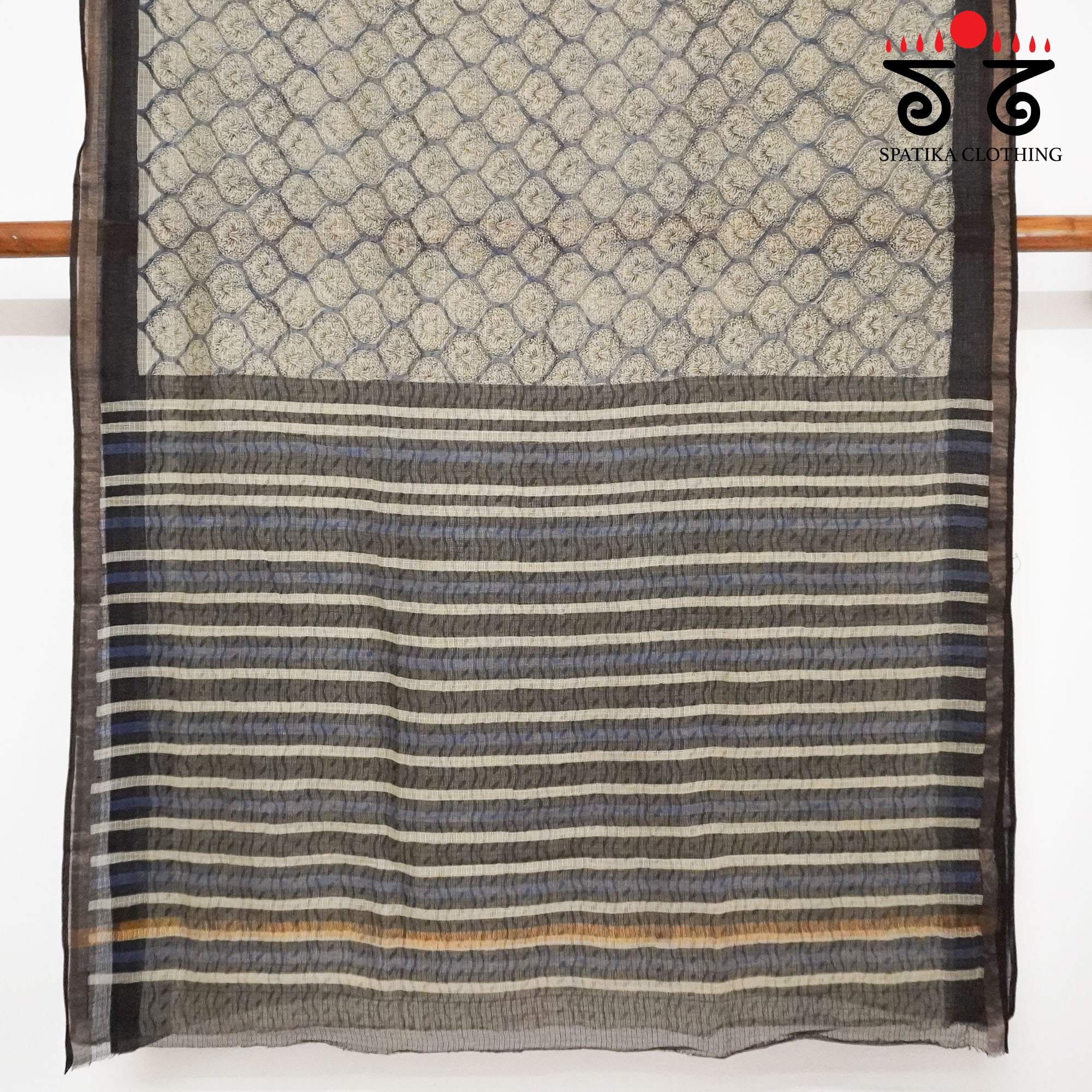 Blue Kota Hand Block Printed Saree
