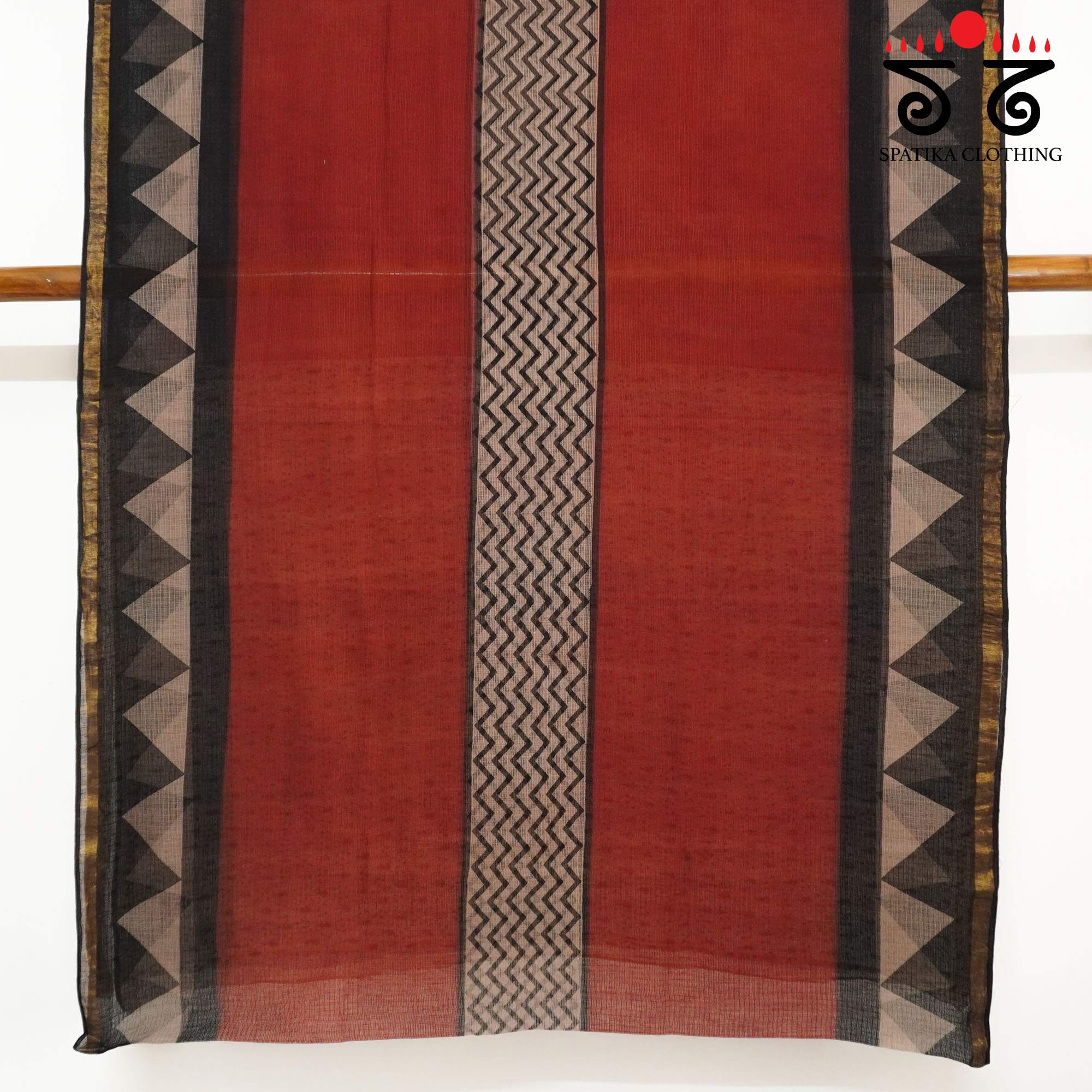 Red Kota Hand Block Printed Saree