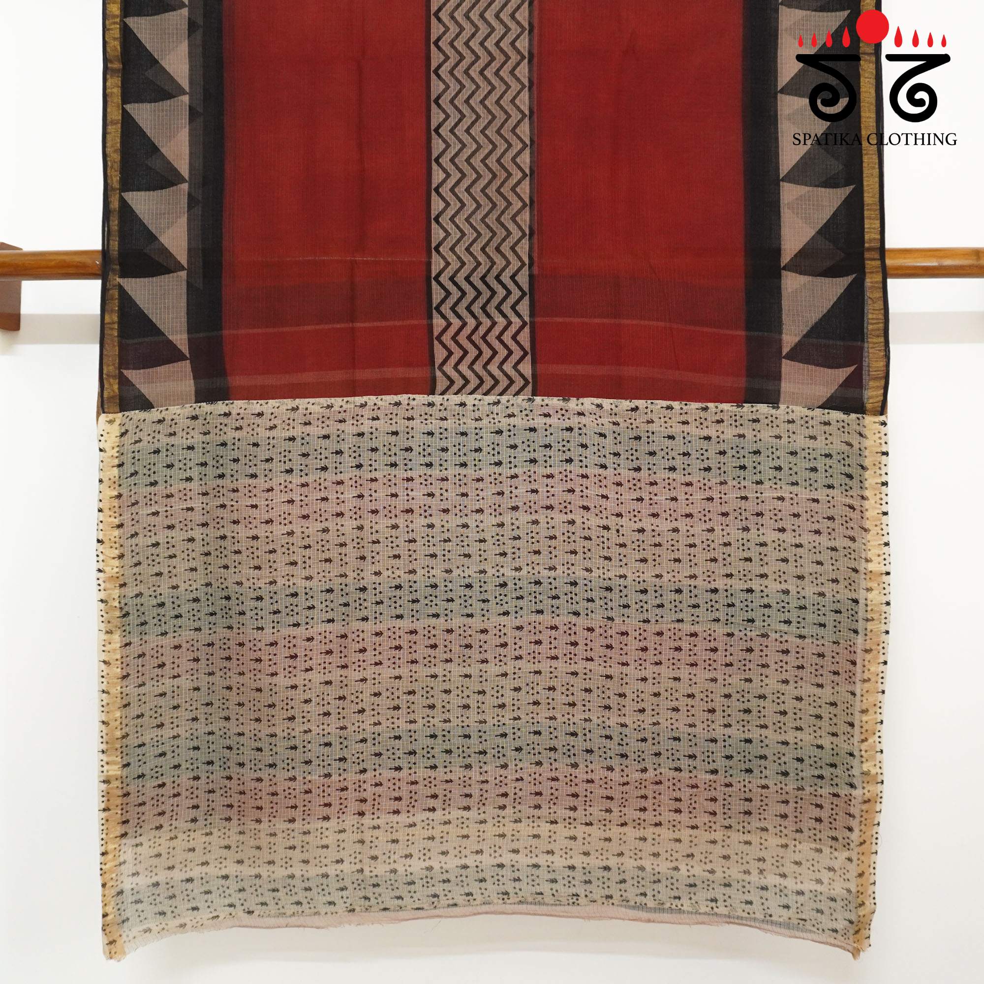 Red Kota Hand Block Printed Saree