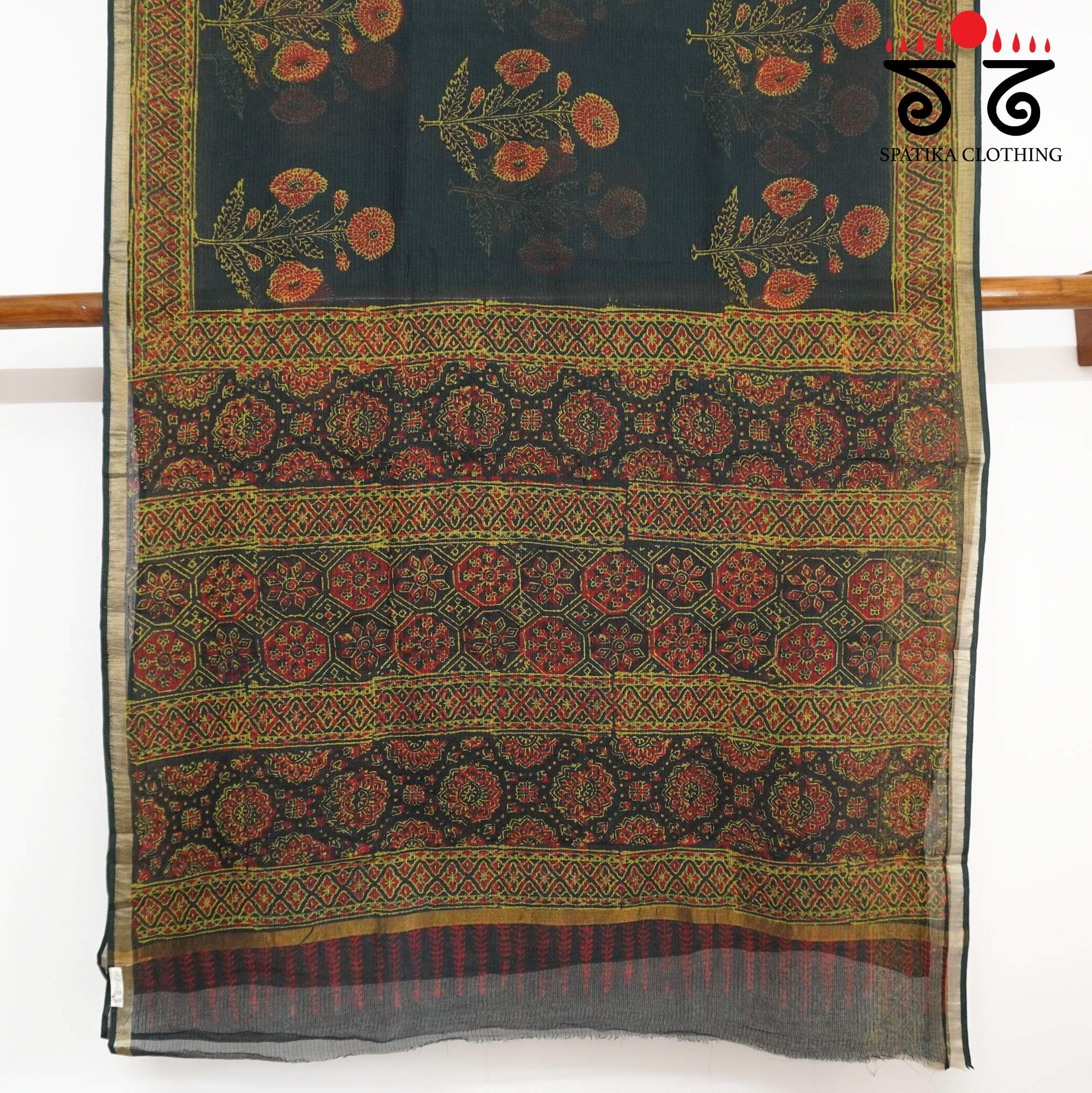 Green Kota Hand Block Printed Saree
