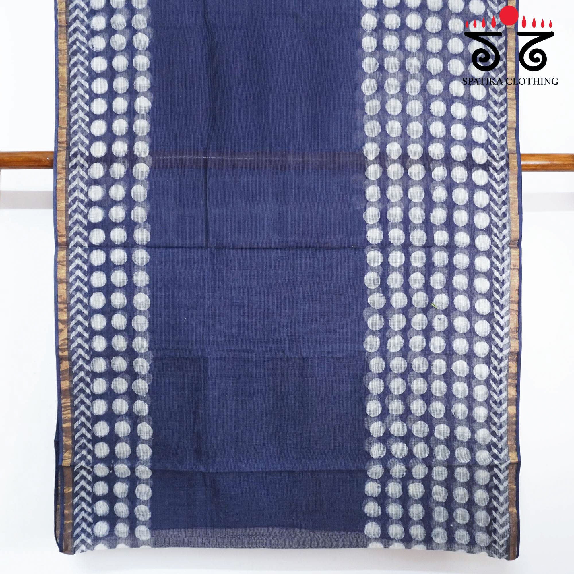 Blue Kota Hand Block Printed Saree