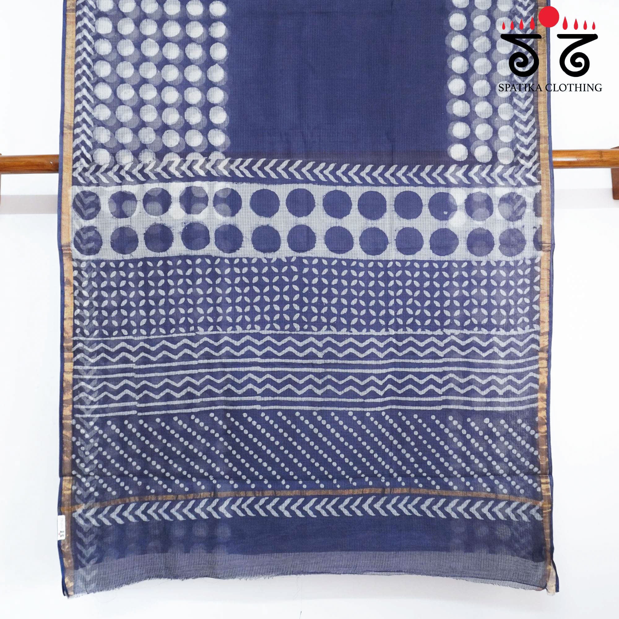 Blue Kota Hand Block Printed Saree