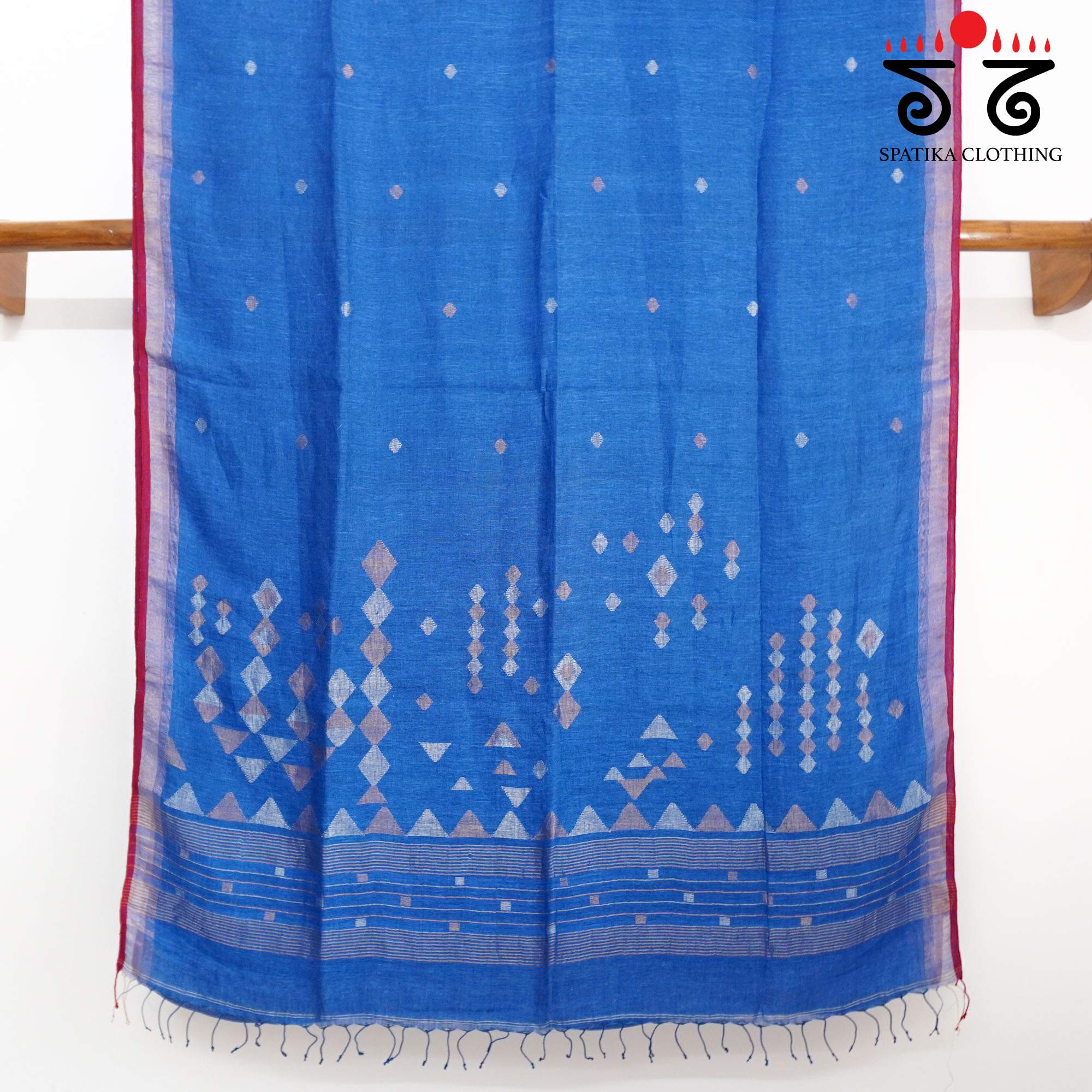 Blue Jamdhani-Linen Cotton Saree