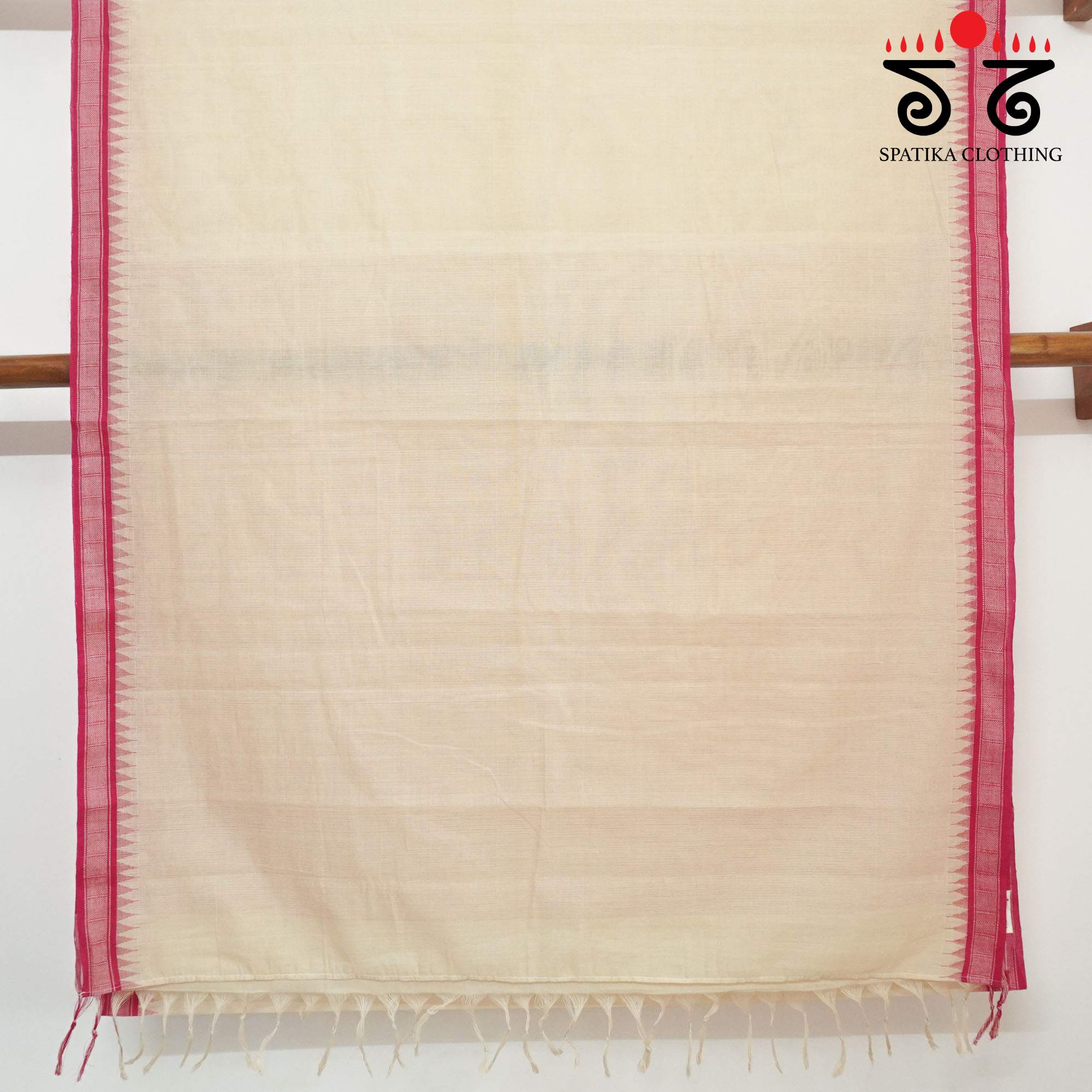 Beige Ponduru Handspun Cotton Saree With Special Blouse