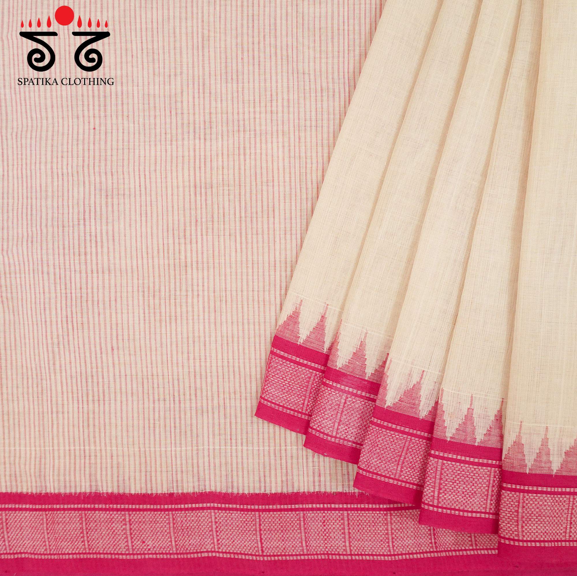 Beige Ponduru Handspun Cotton Saree With Special Blouse