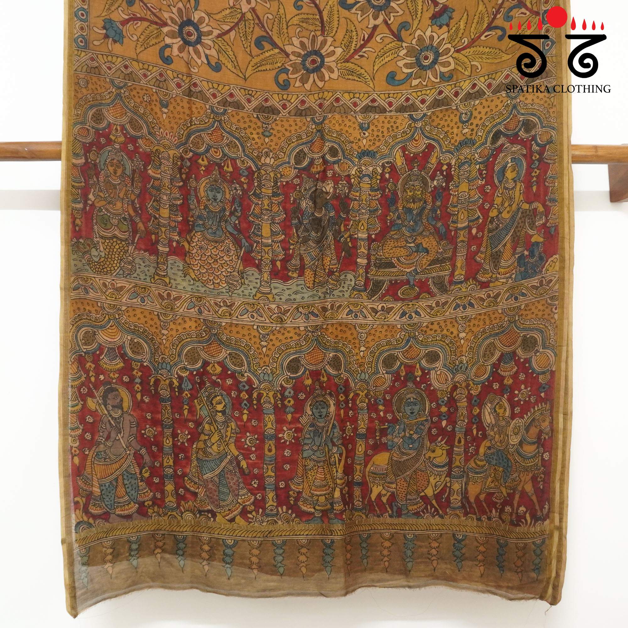 Dashavataram - Pen Kalamkari Saree