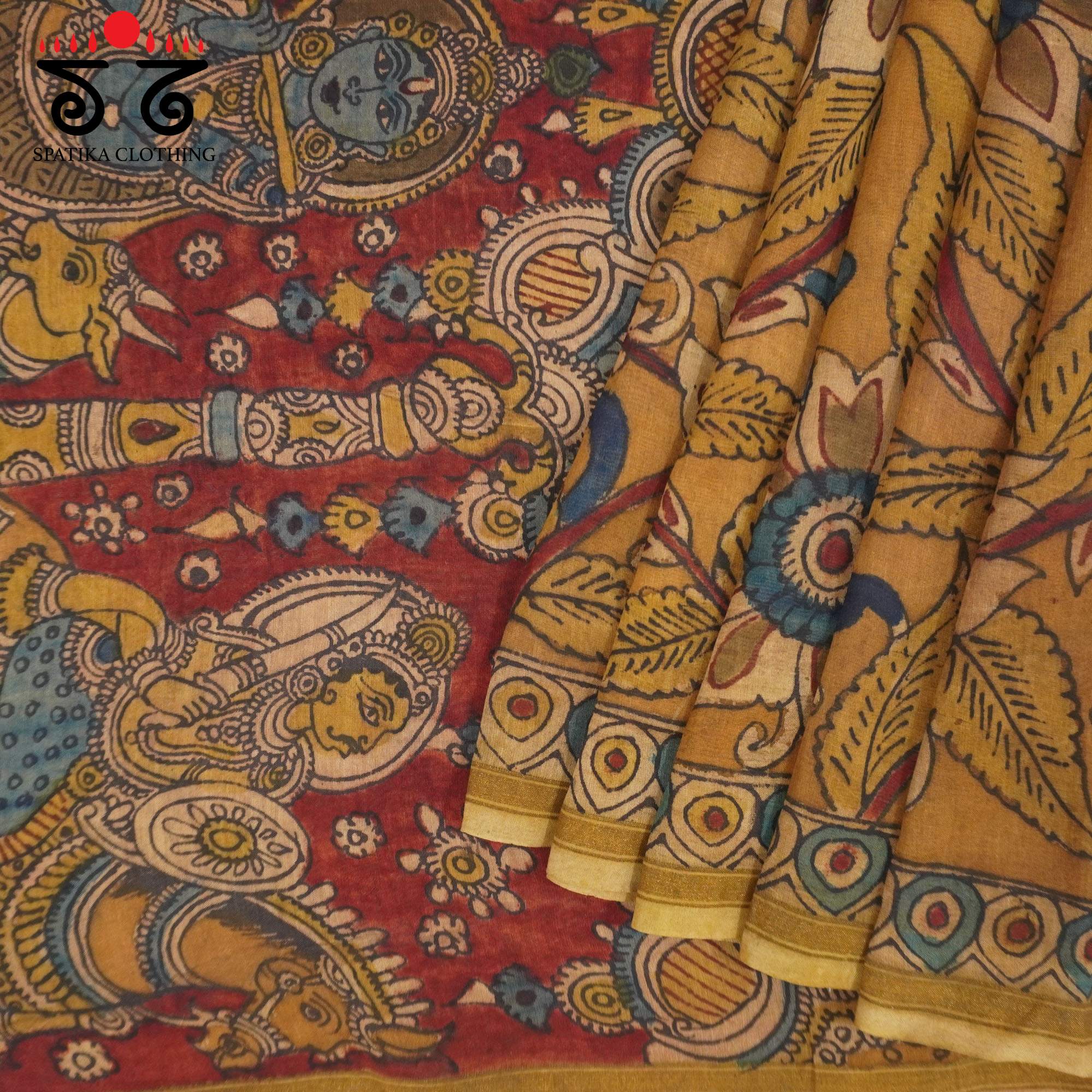 Dashavataram - Pen Kalamkari Saree