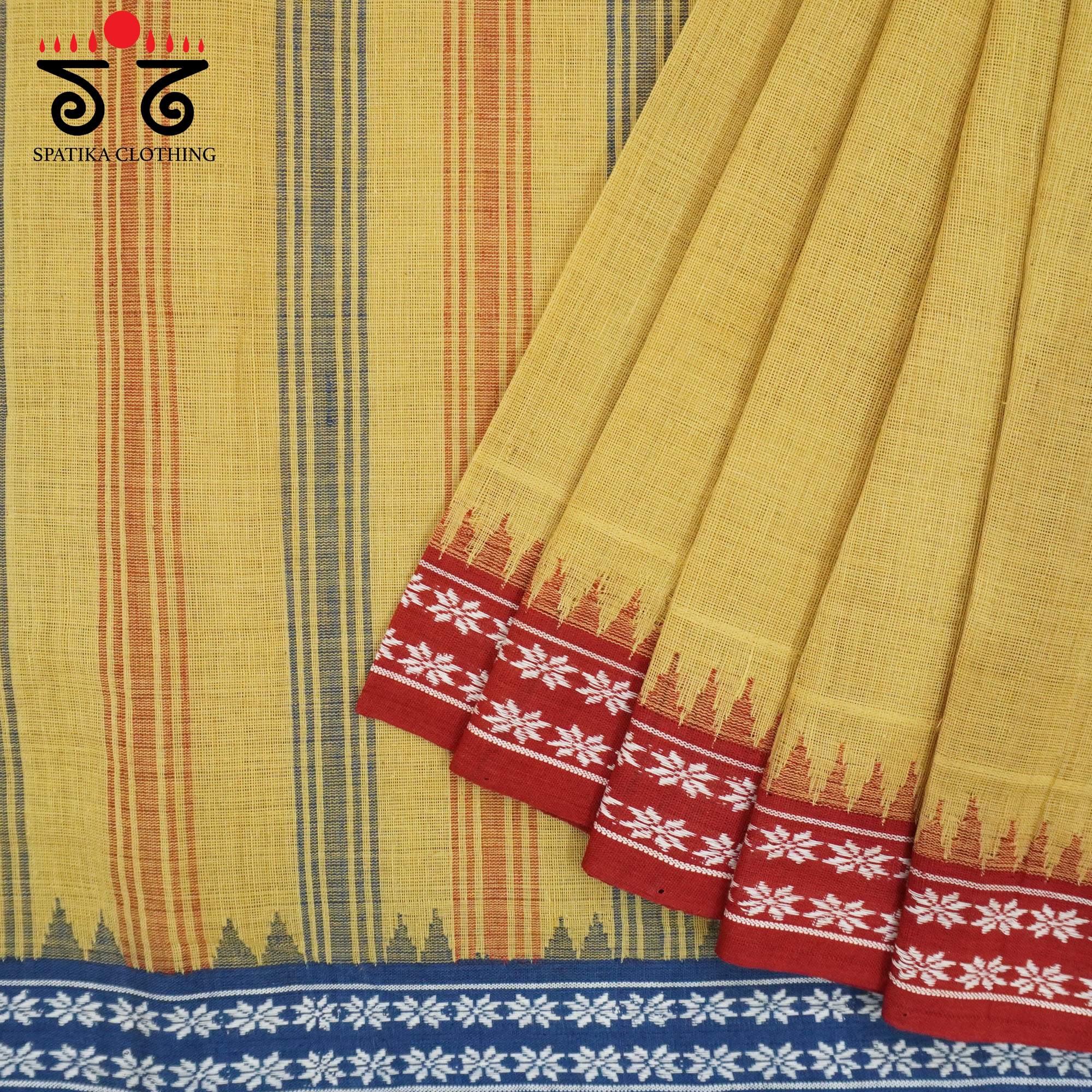 Anar Yellow Ponduru Handspun Cotton Saree With Special Blouse
