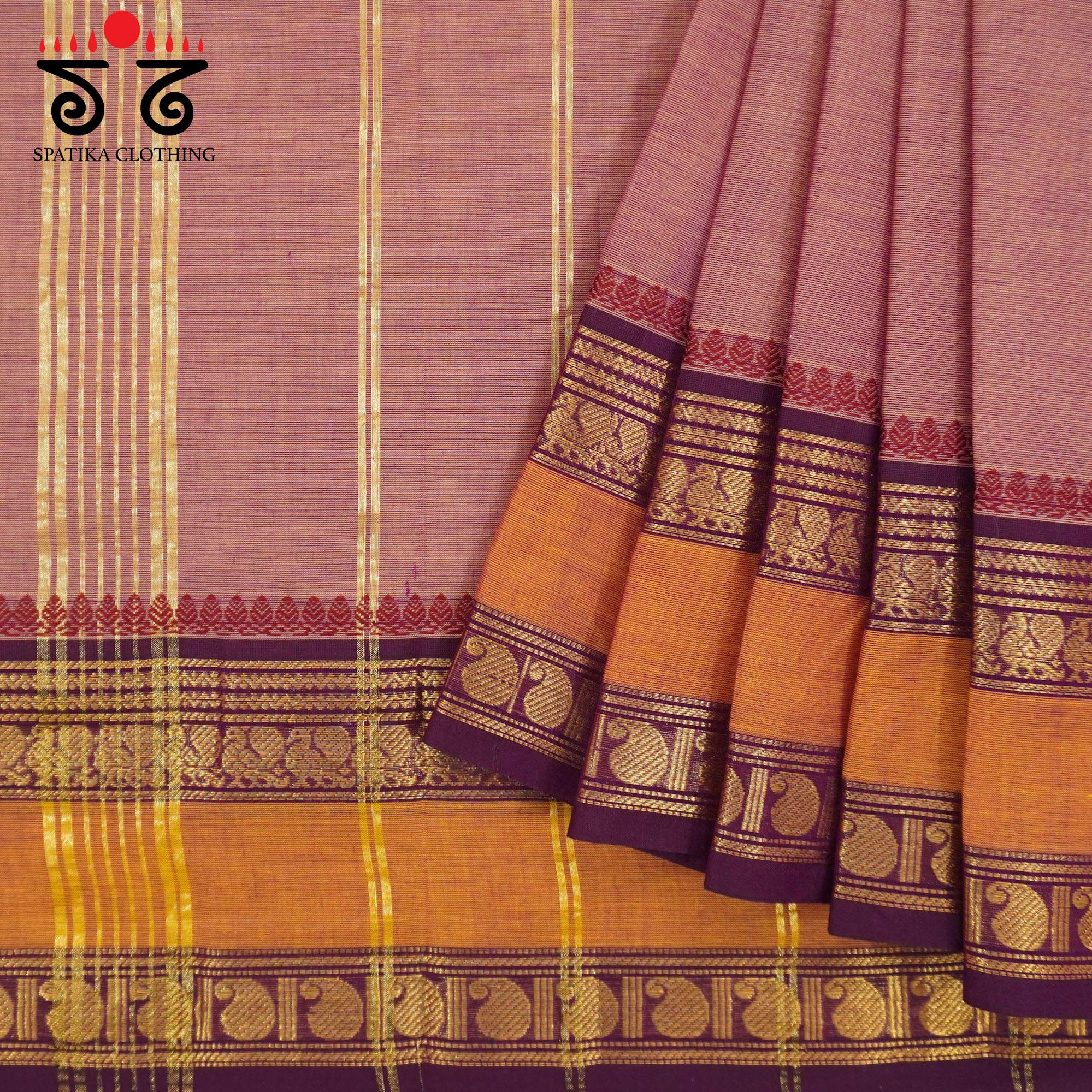 Peach Chettinad Cotton Saree