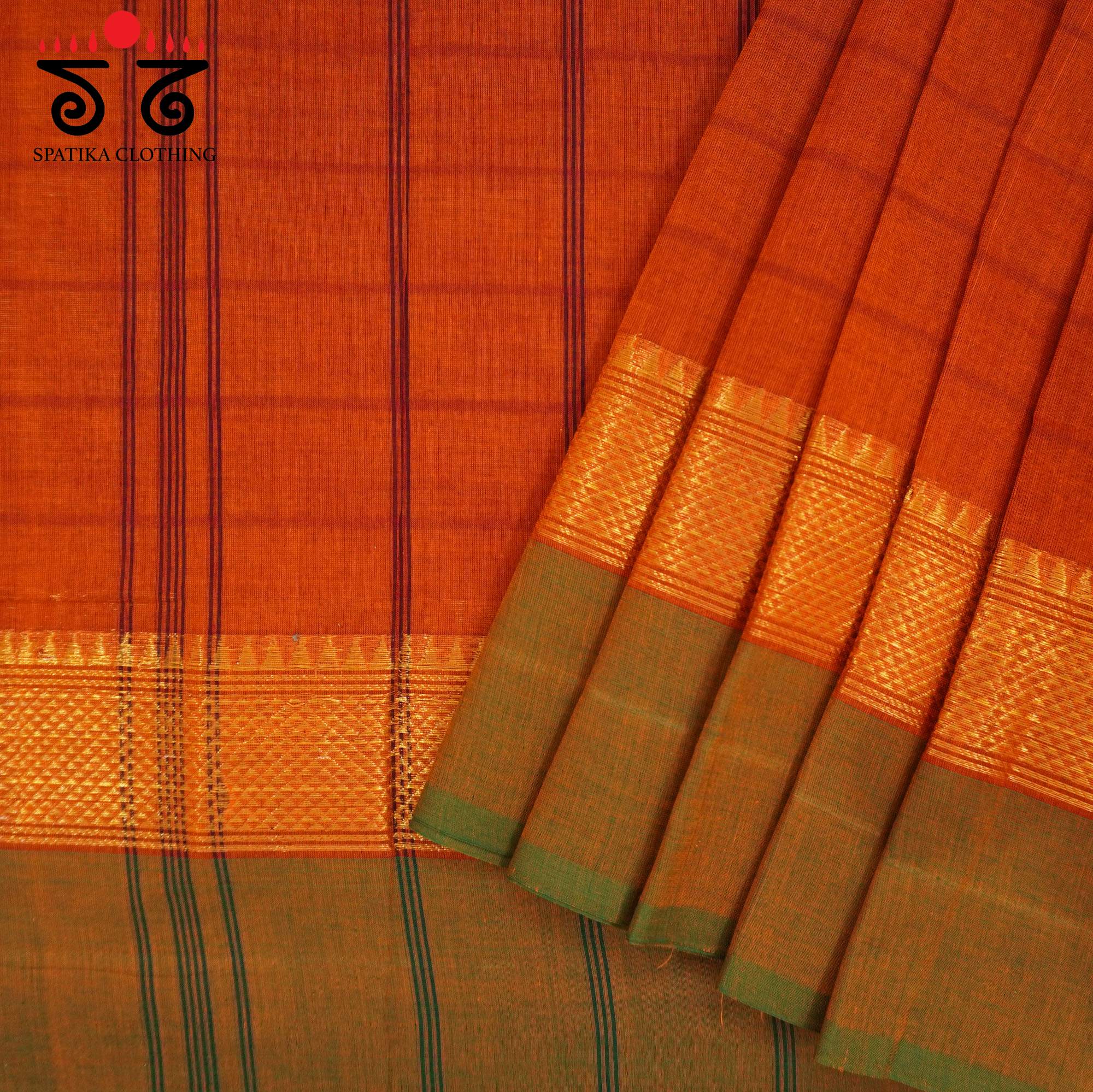Orange Chettinad Cotton Saree
