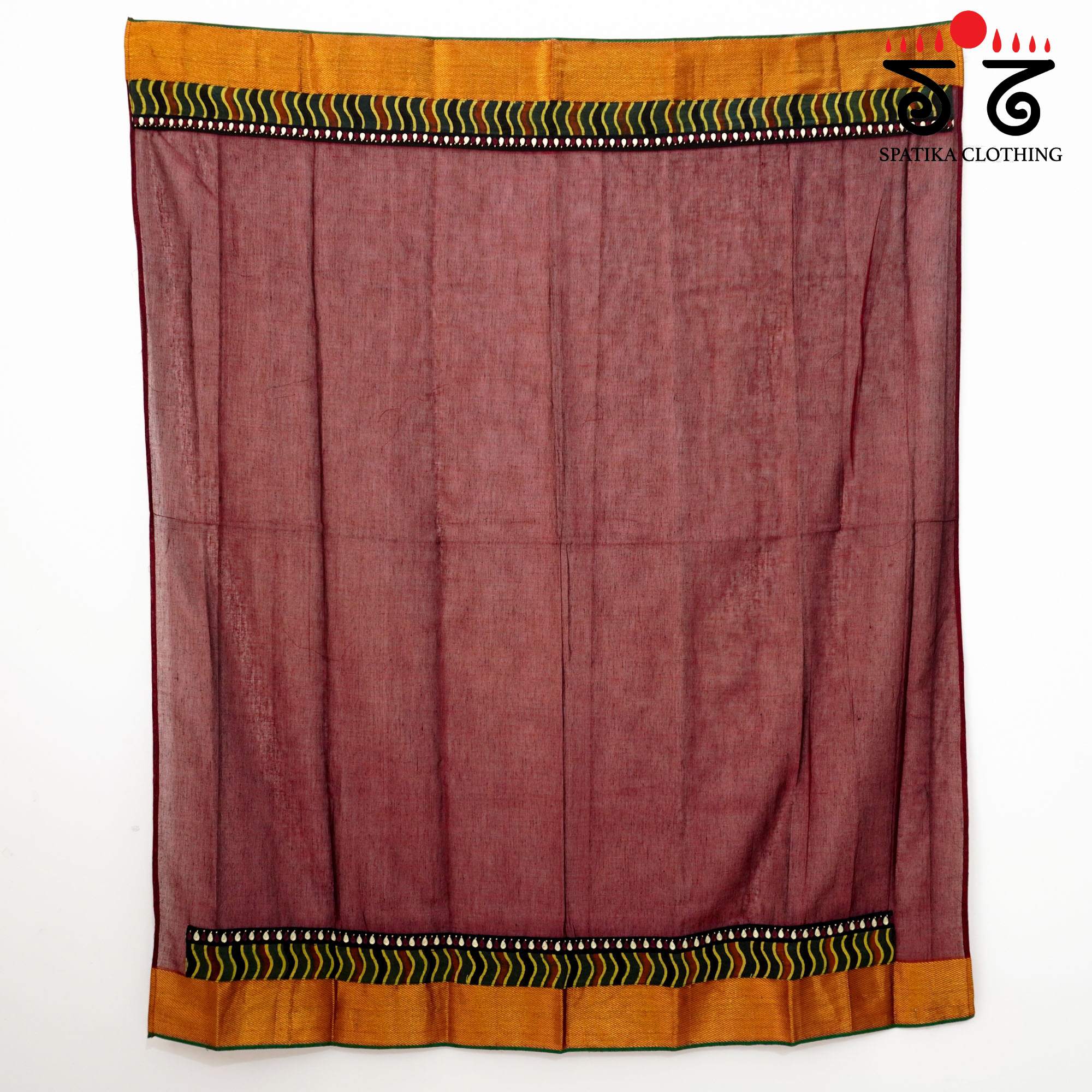 Maroon Hand-embroidered Blouse Fabric