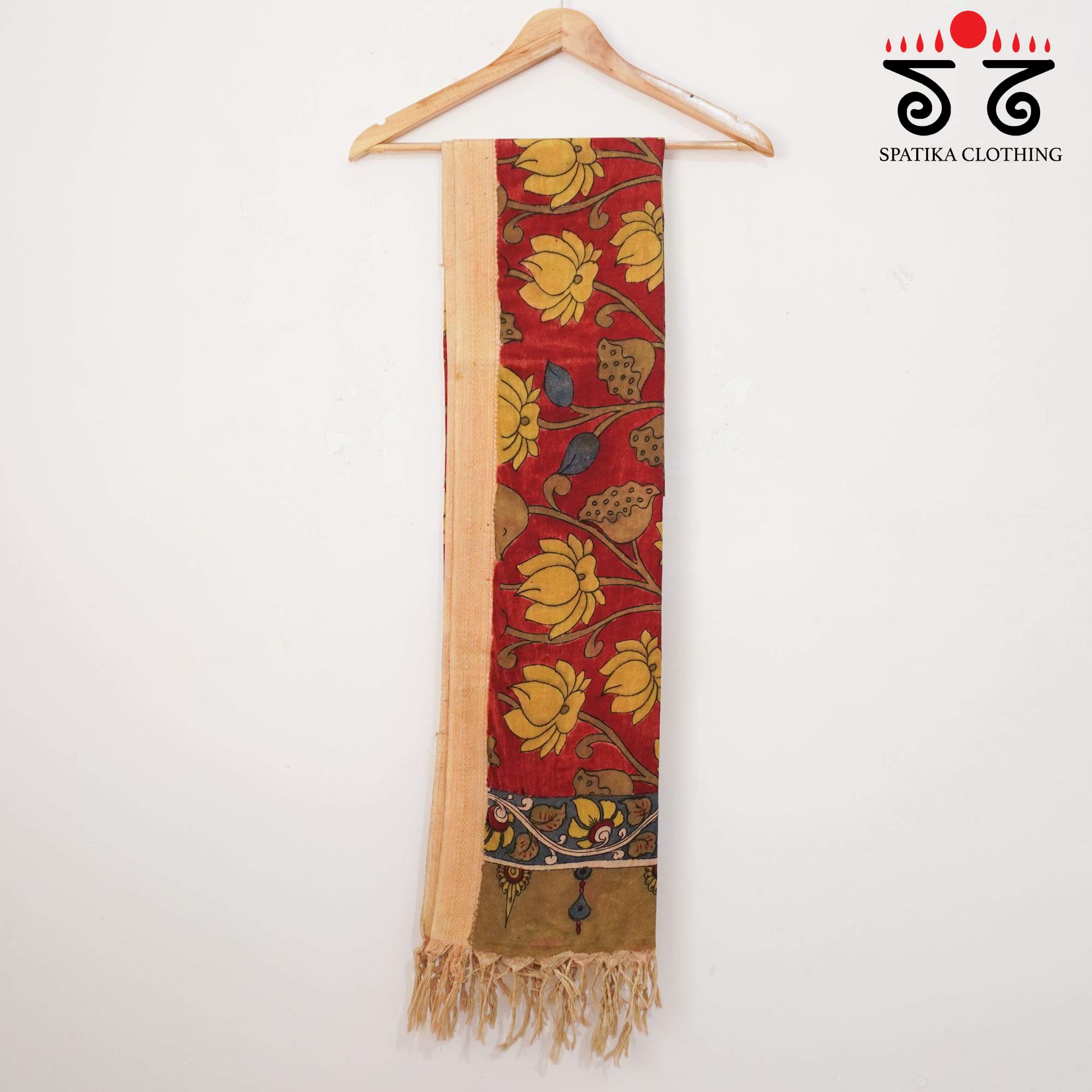 Red Pen Kalamkari Dupatta