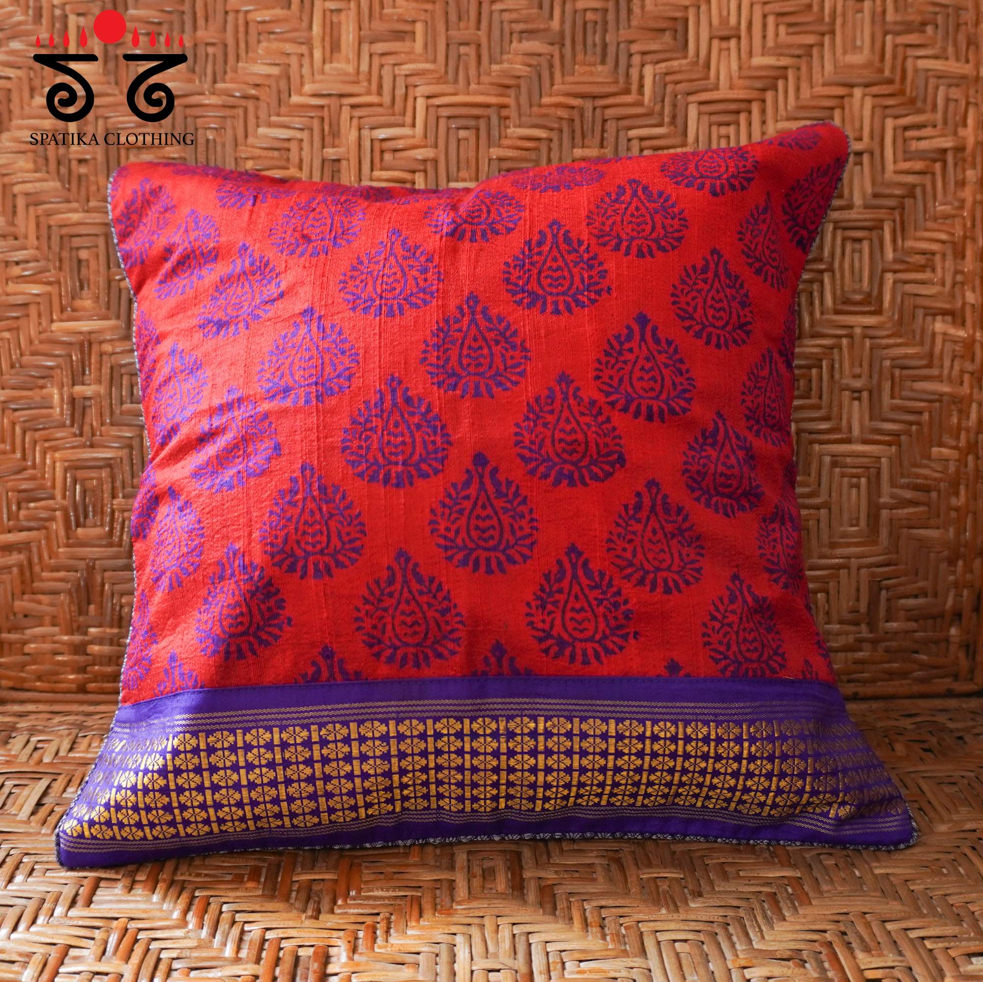 Silk Block Printed Cushion Cover