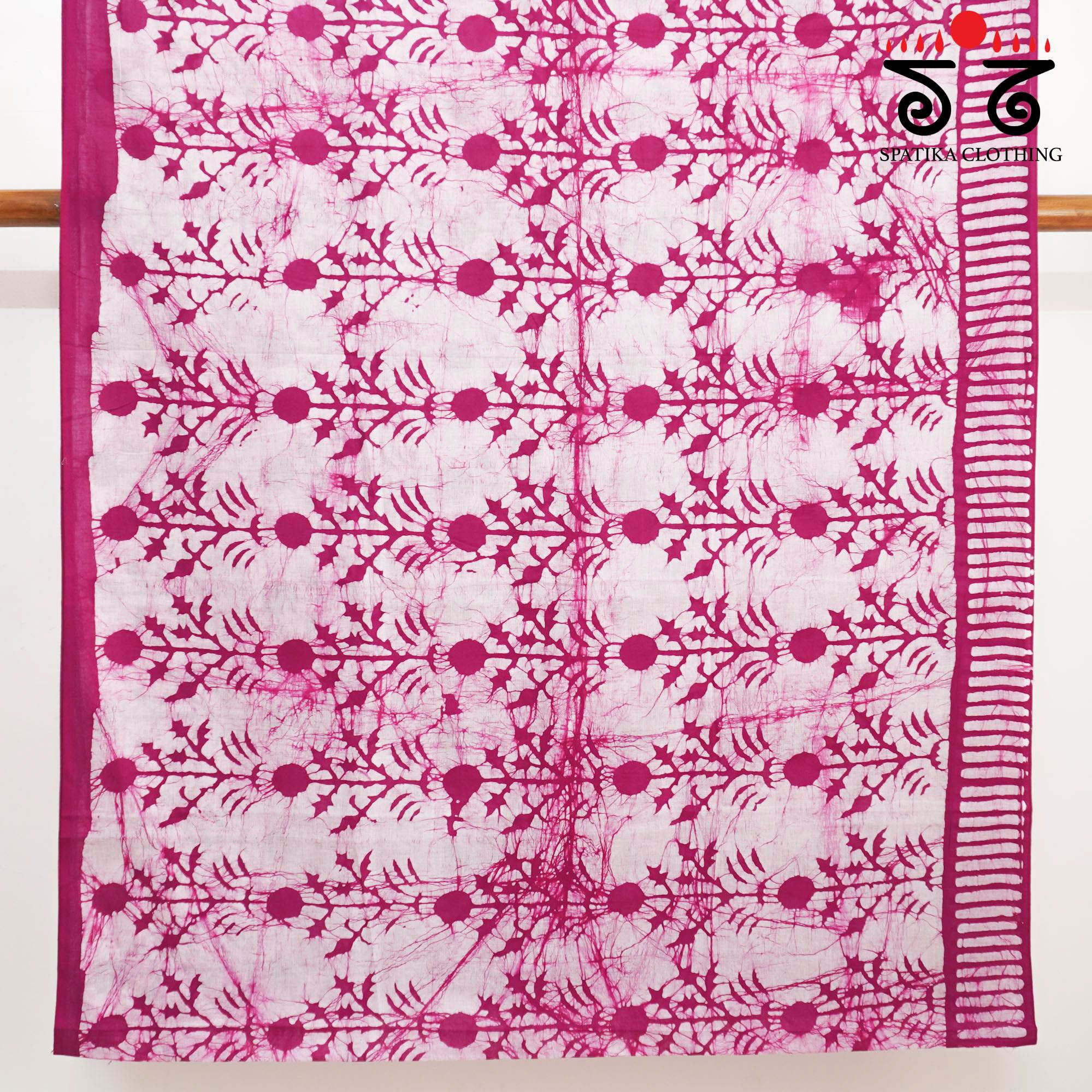 Pink Batik Printed Mul Cotton Saree