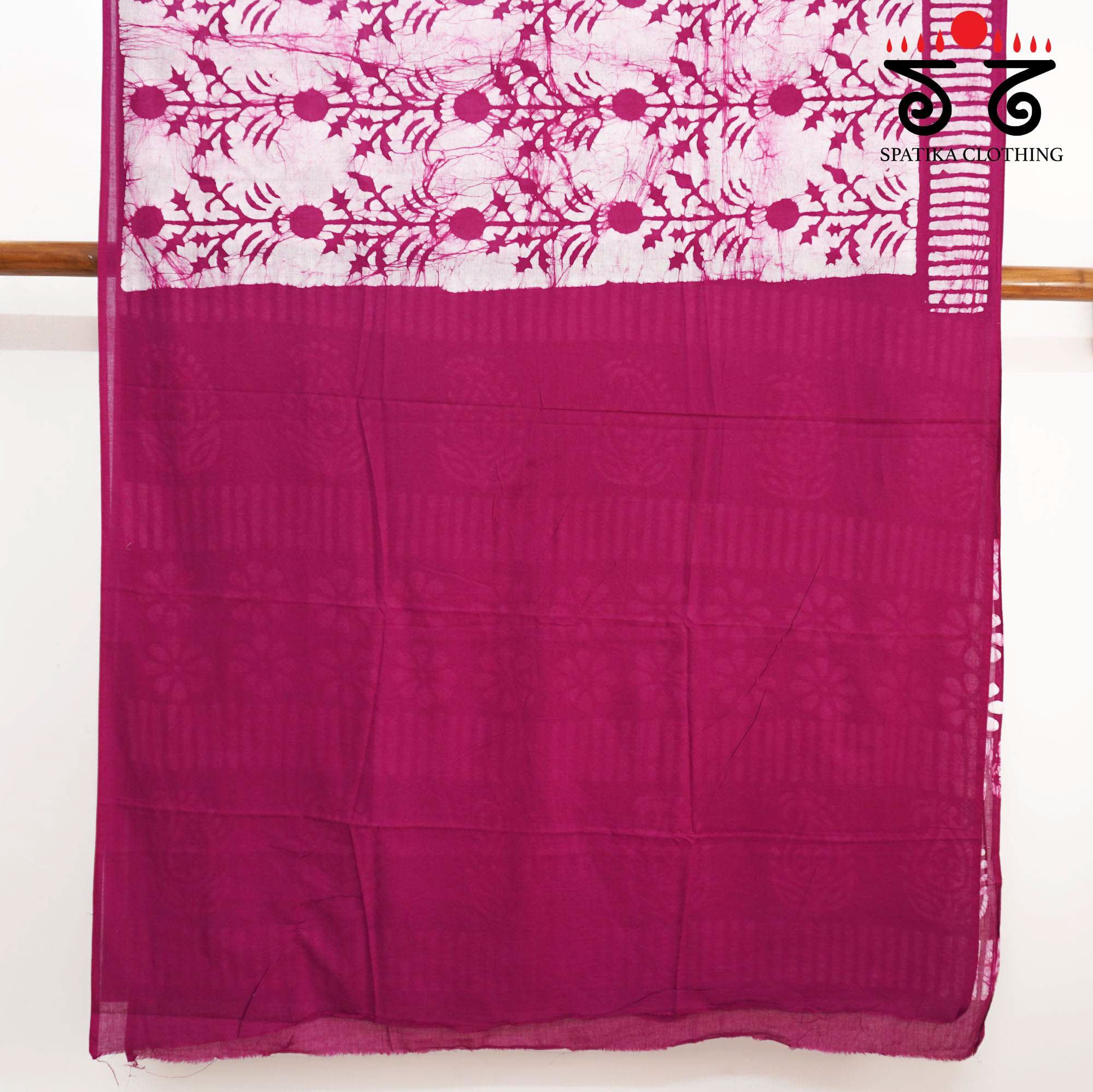 Pink Batik Printed Mul Cotton Saree
