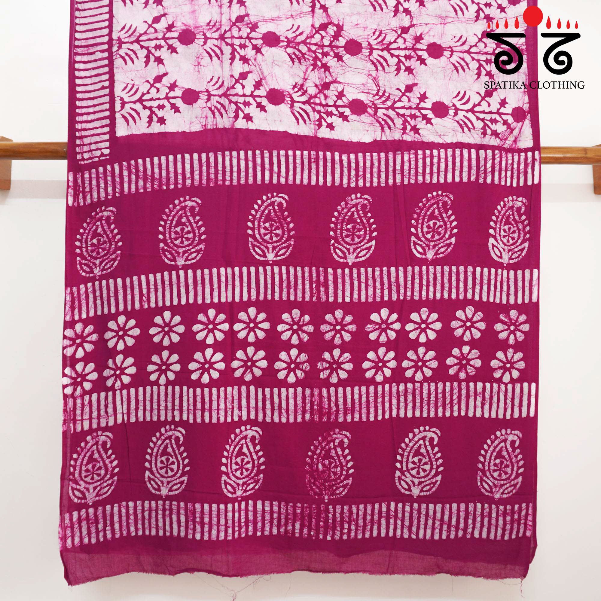 Pink Batik Printed Mul Cotton Saree