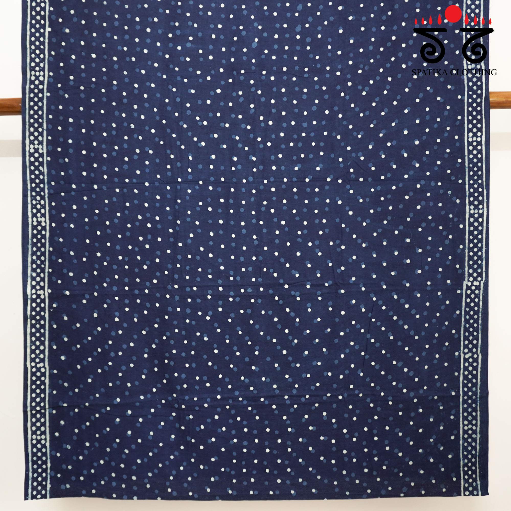 Blue Hand Block Printed Mul Cotton Saree