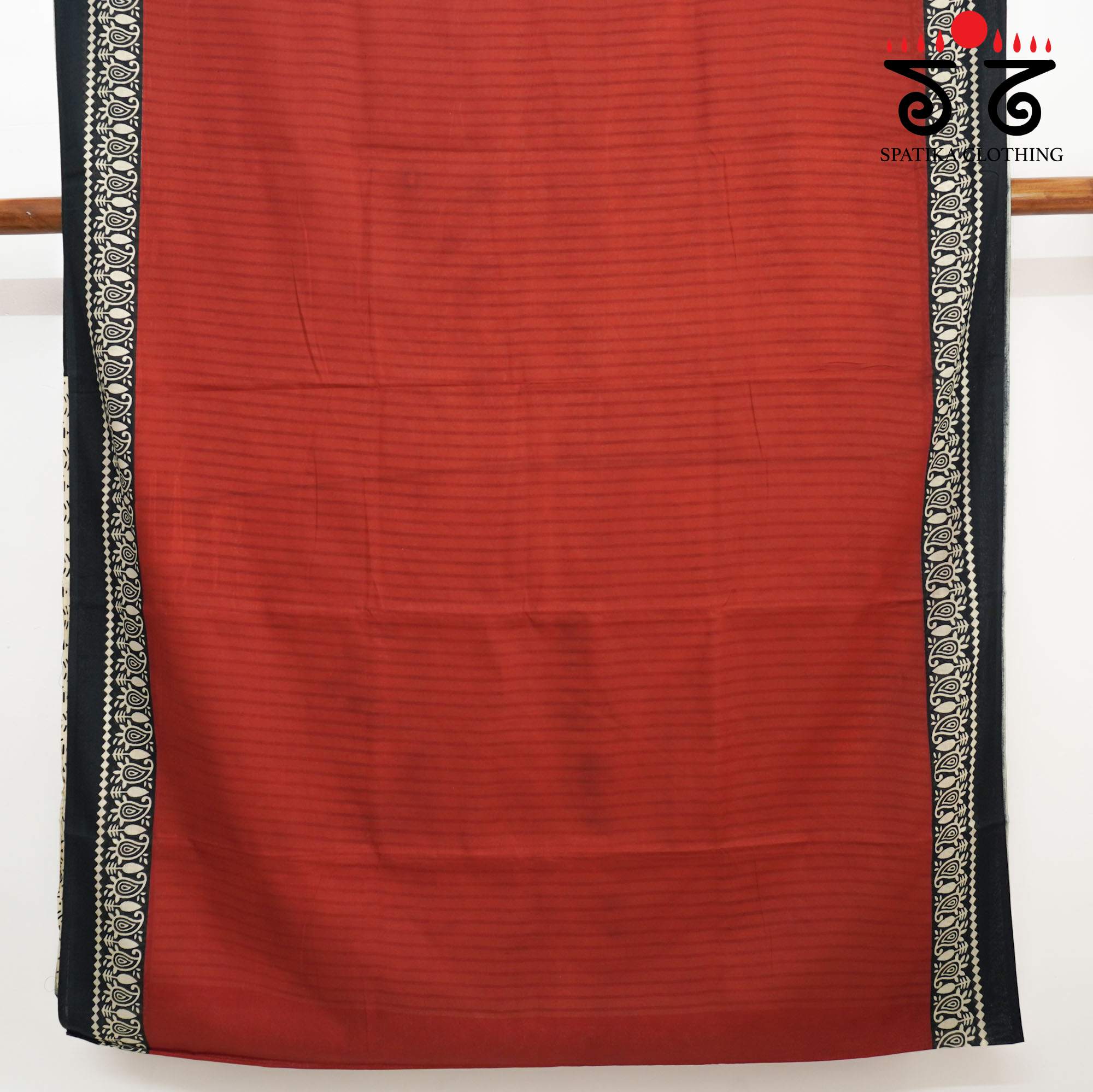 Red Hand Block Printed Mul Cotton Saree