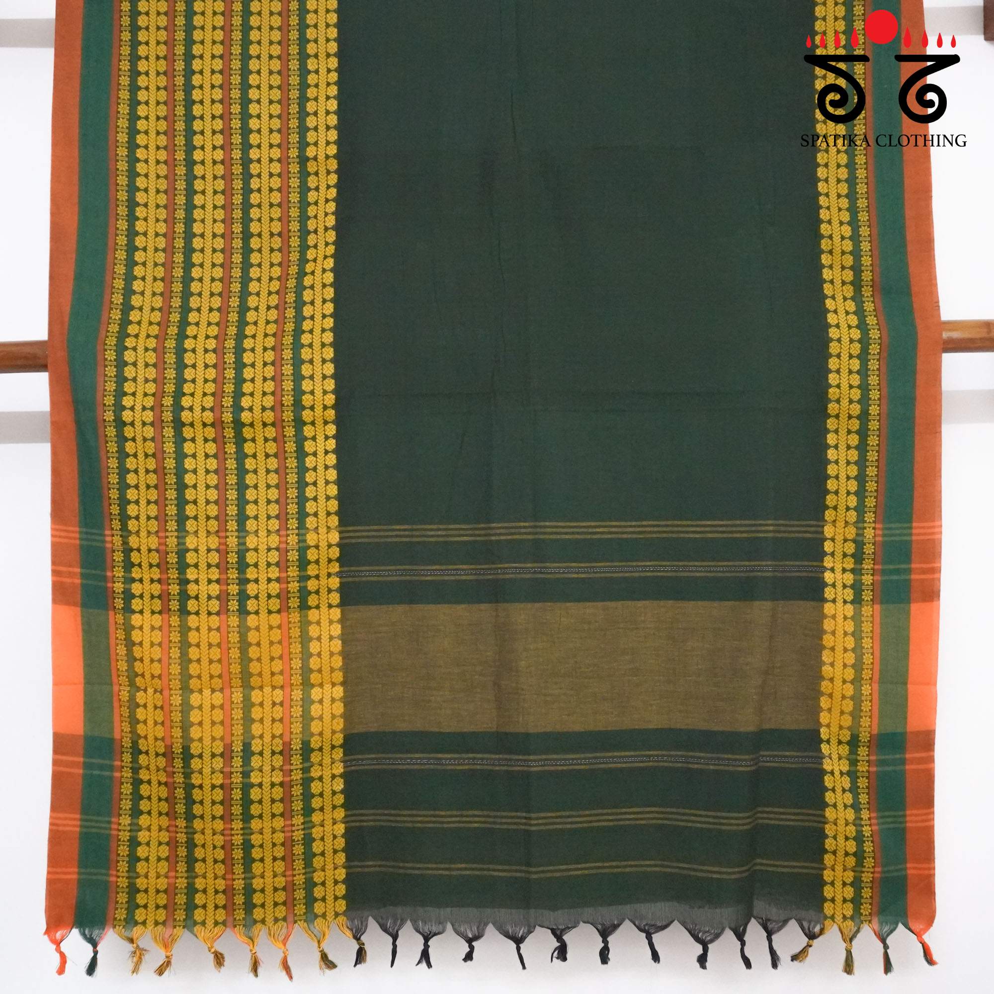 Green Begampur Handwoven Cotton Saree New!